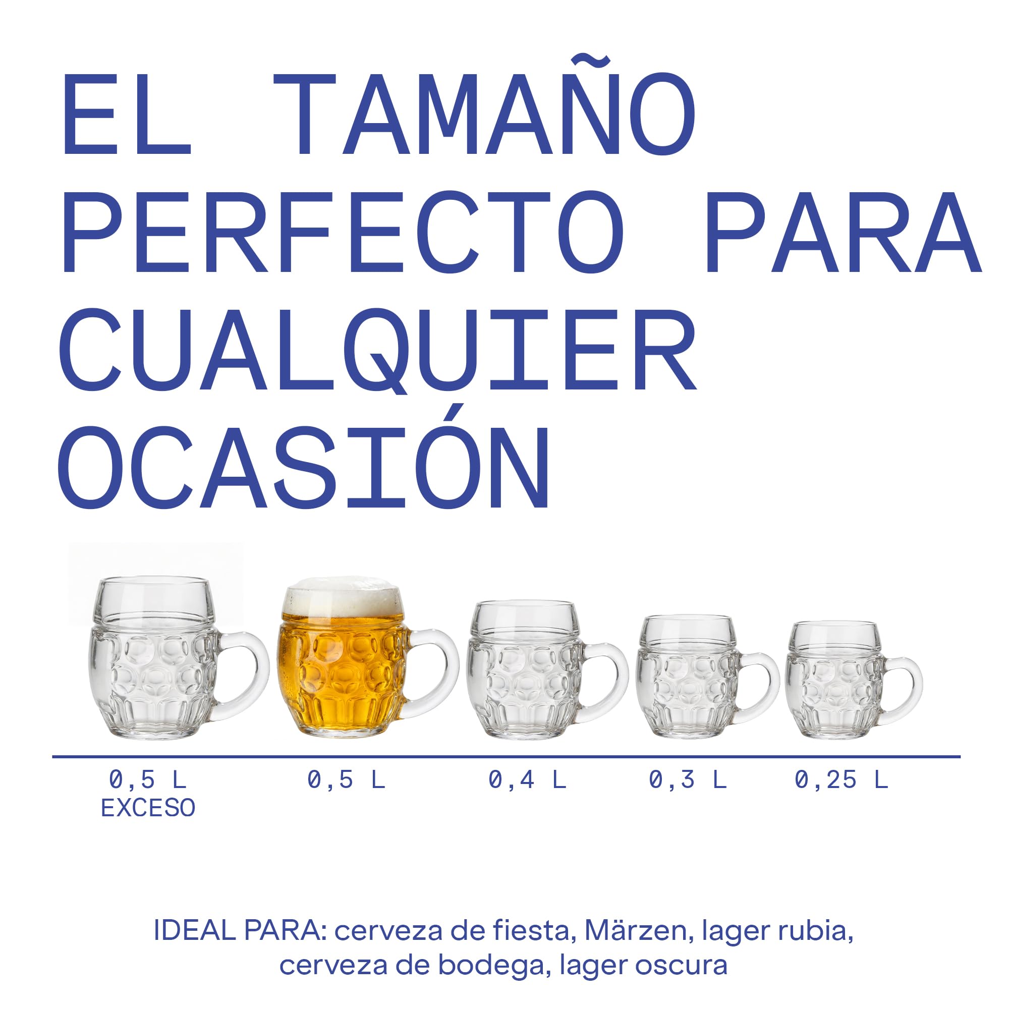 Juego de 6 jarras de cerveza (0,50 L, con escudo)