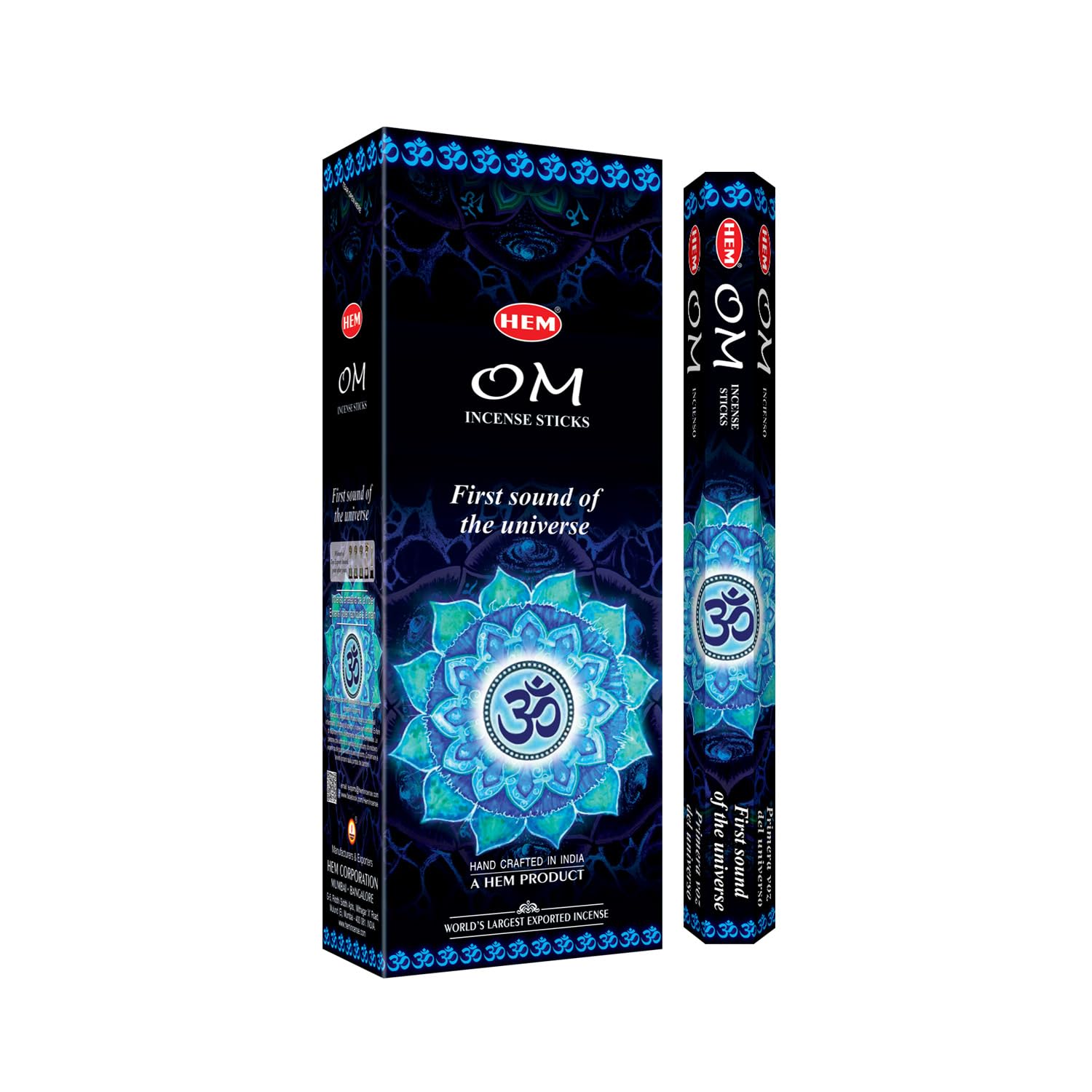 Hem OM Incense Sticks (120 Sticks, 6 Boxes Inside) - 9 Inches Long, 20g per Box - Perfect for Meditation, Rituals & Cleansing.