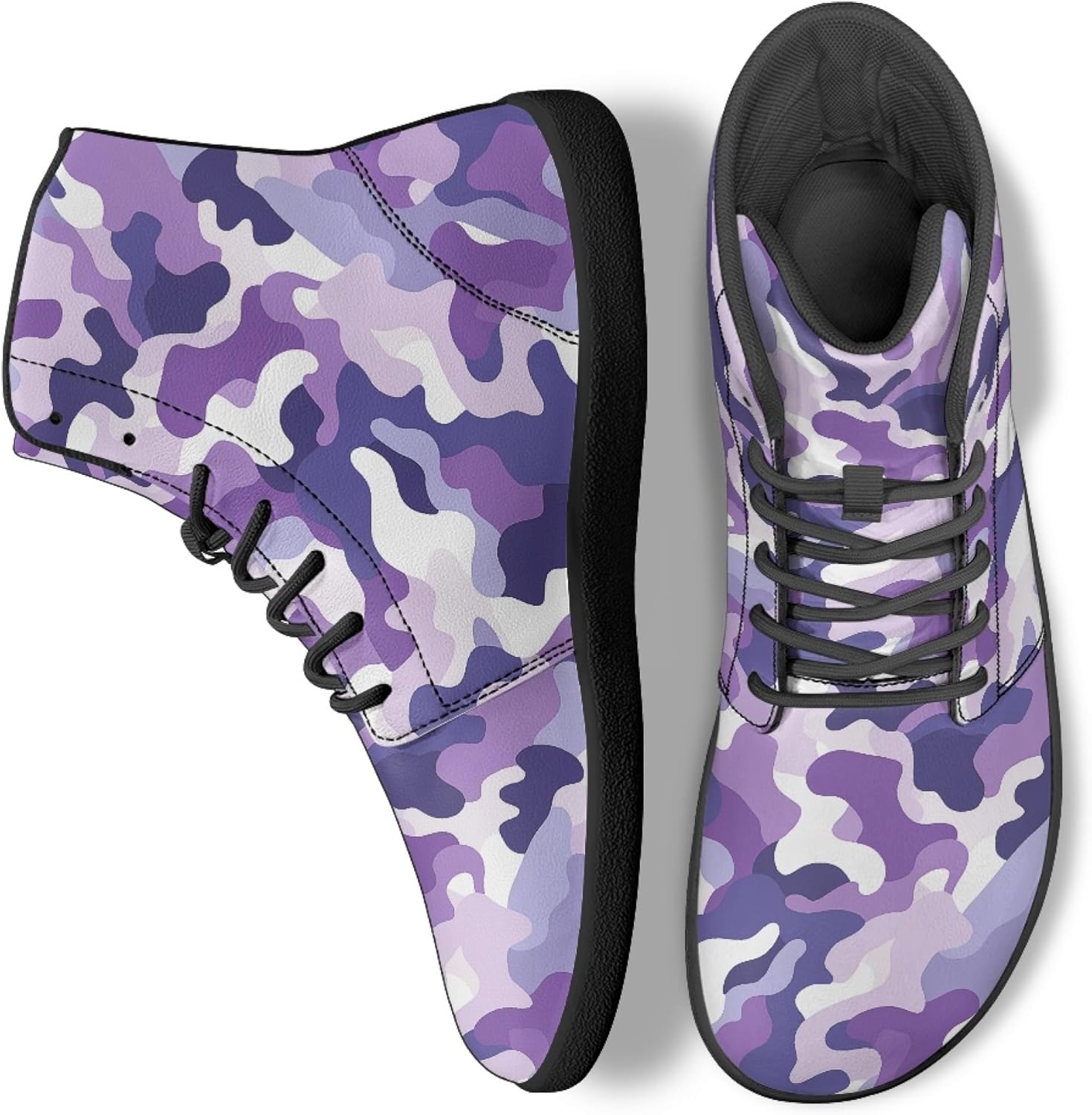 Fashion Print Womens Mens High Top Barefoot Sneakers Flat Shoes