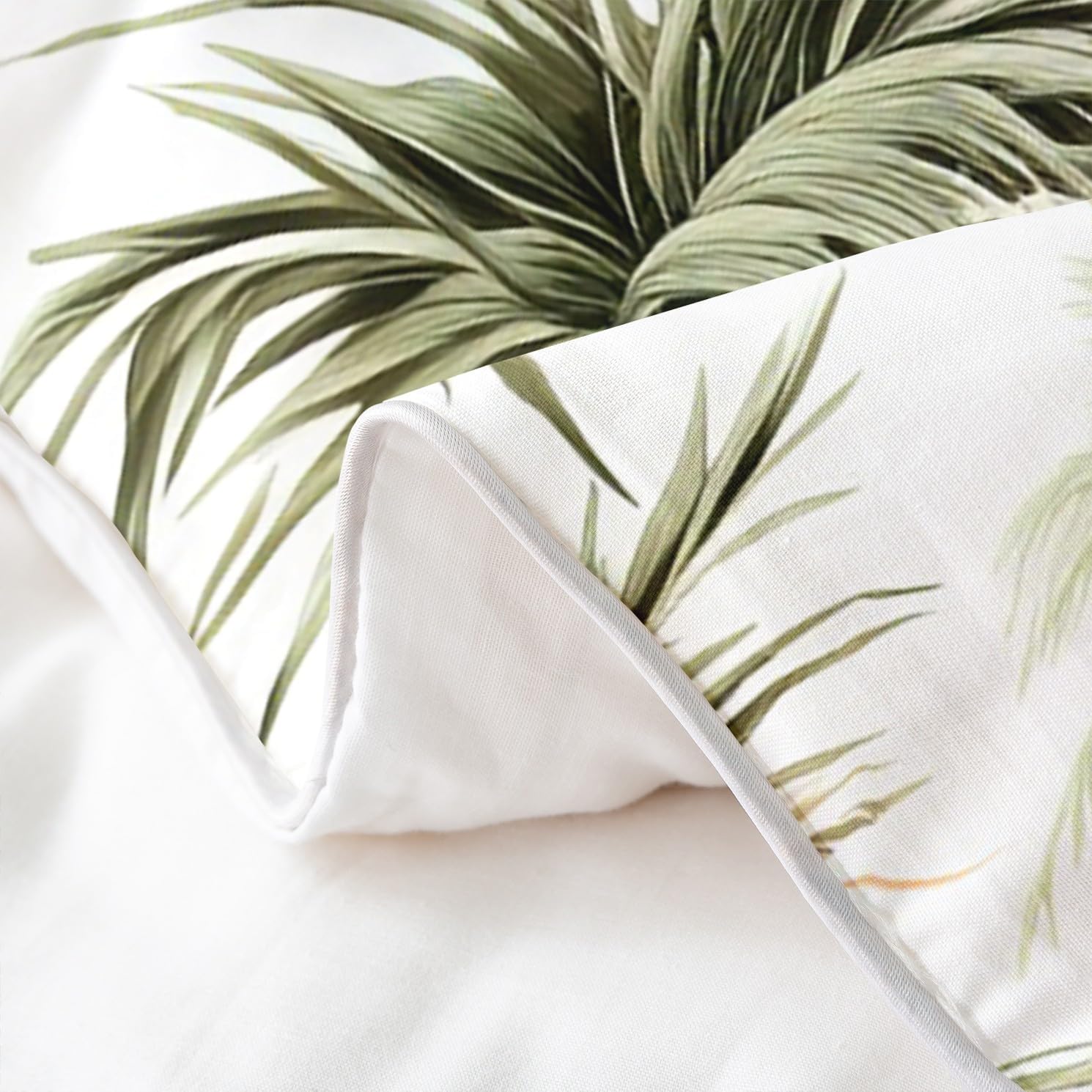 Queen Size 100% Cotton Palm Leaves Duvet Cover for Kids Tropical Coconut Tree Bedding Set Hawaii Style Comforter Cover Orange Flowers Plant Bedspread Cover Room Decor Bedclothes Zipper,No Comforter