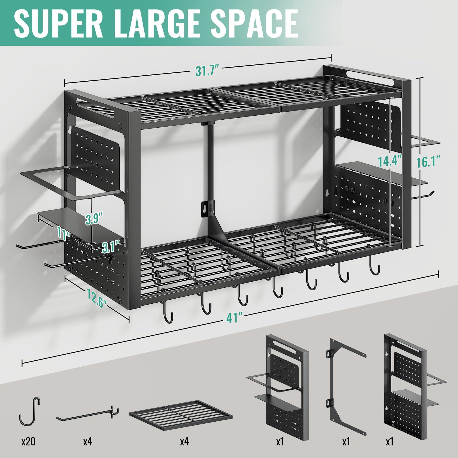 31 Inch Deep Storage Rack Snapklik.com : Freexployer 31 Inch Pot Rack Wall Mounted, 2-Tier Pots ...