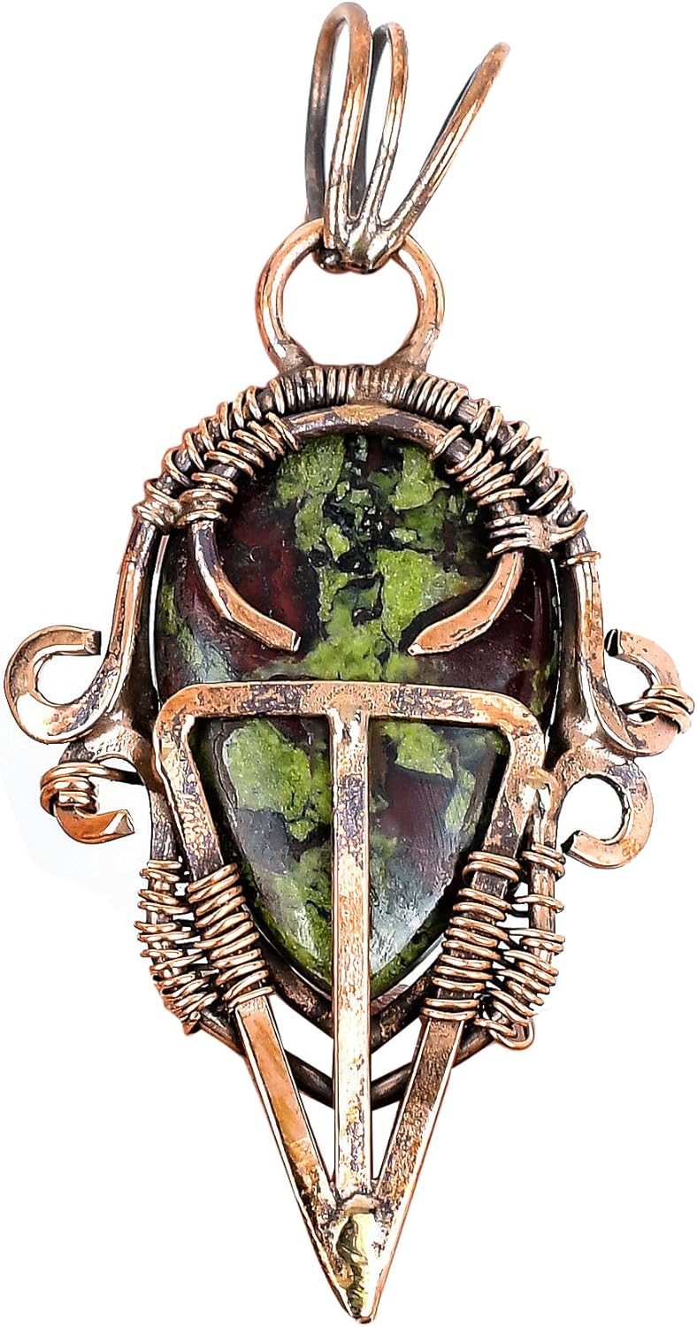 Tanay Gems and Jewels Dragon Bloodstone Pendant Copper Wire Wrapped Designer Jewelry for Women, Handmade Gift Pendant, Unique Bloodstone Gemstone Necklace for Her