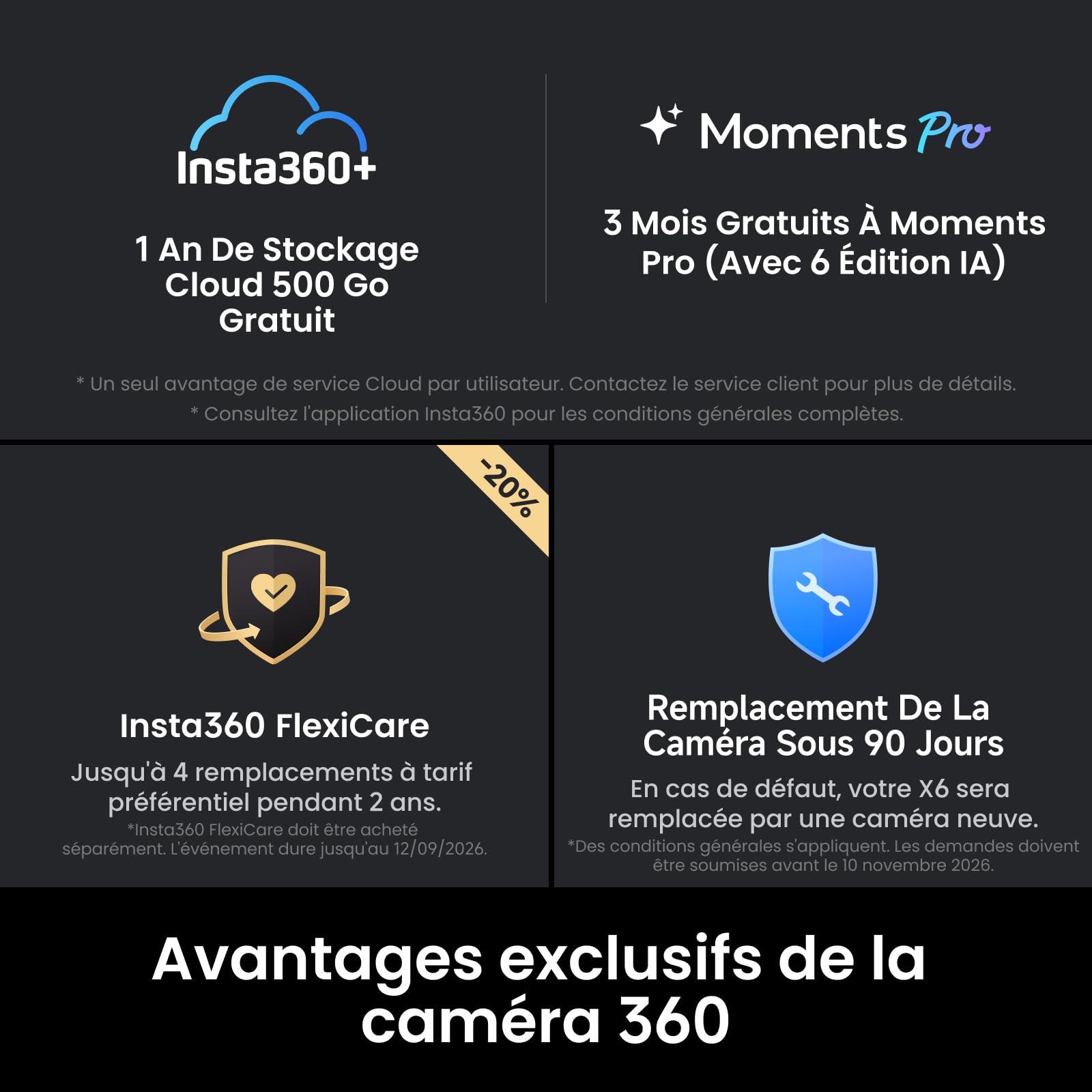 Insta360 X6 Pack Essentiels - Caméra 360 8K avec capteurs 1/1,1"