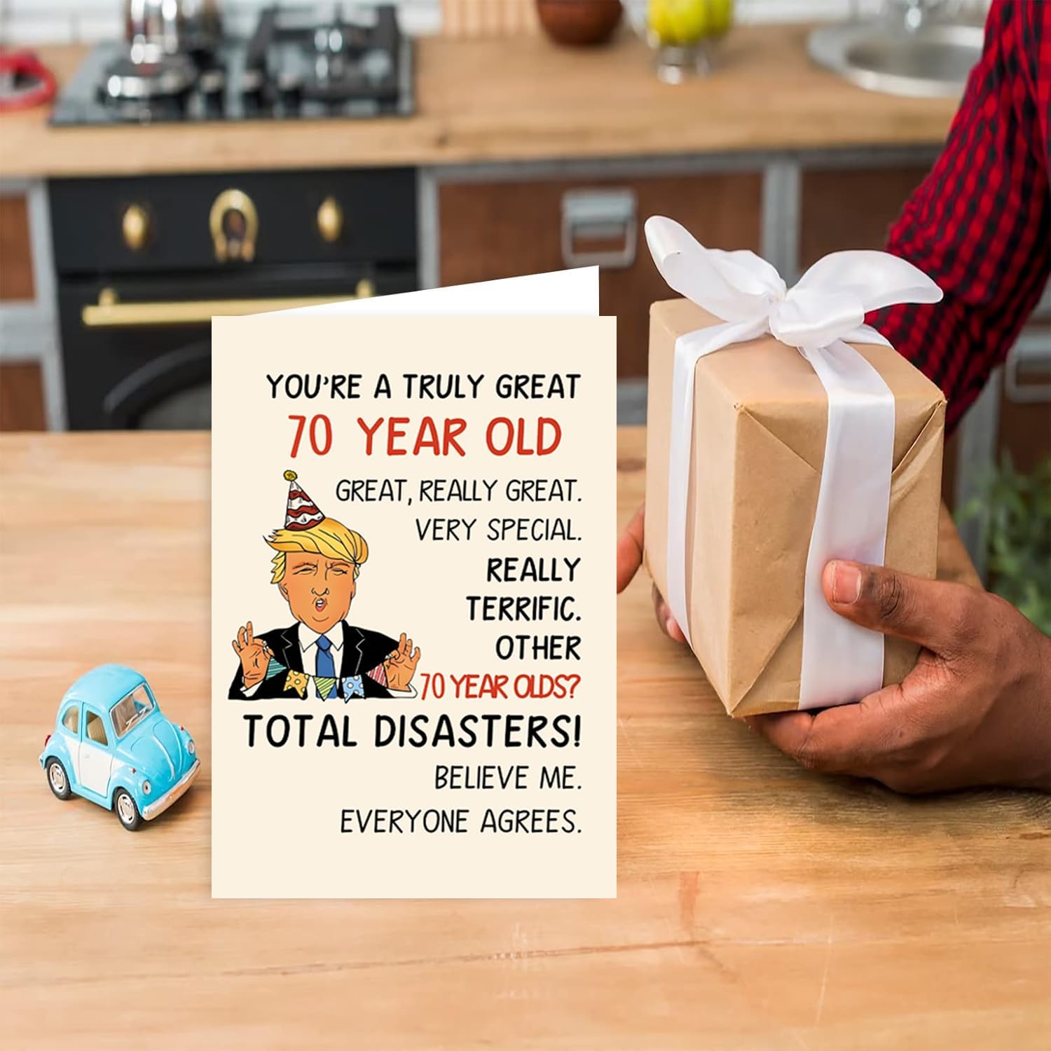 Funny Trump 70th Birthday Card for Women Men, Humor Donald Birthday Gifts for 70 Year Old Men Women, Happy 70th Birthday Decorations for Dad Mom Grandpa Grandma - Image 4