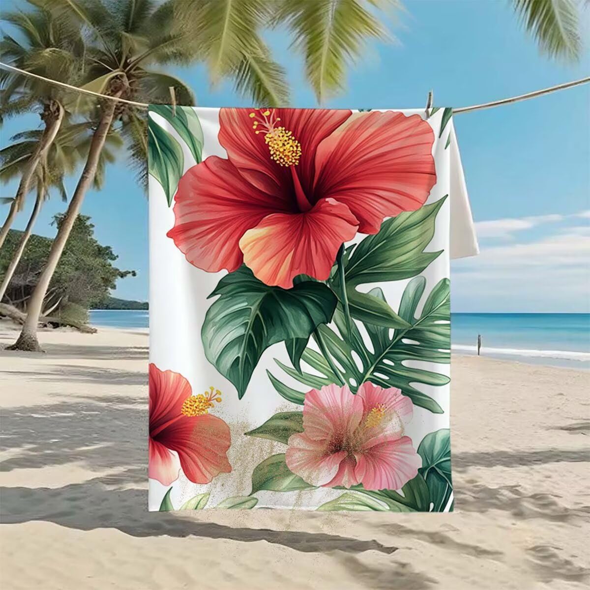 Telo Mare XXL 220x100cm/35x70cm, 2 Set Telo Mare Microfibra Moderno Asciugamano Palestra Uomo, Antisabbia, Leggero, Asciugatura Rapida, Teli da Spiaggia Grandi Accessori per Camping Natation Yoga D-66
