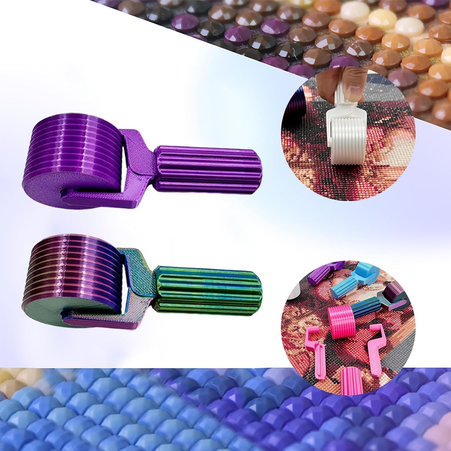Rullo per pittura a diamante, confezione da 2 strumenti per lisciare gli strass, kit artistico 5D fai da te, accessori per progetti artigianali