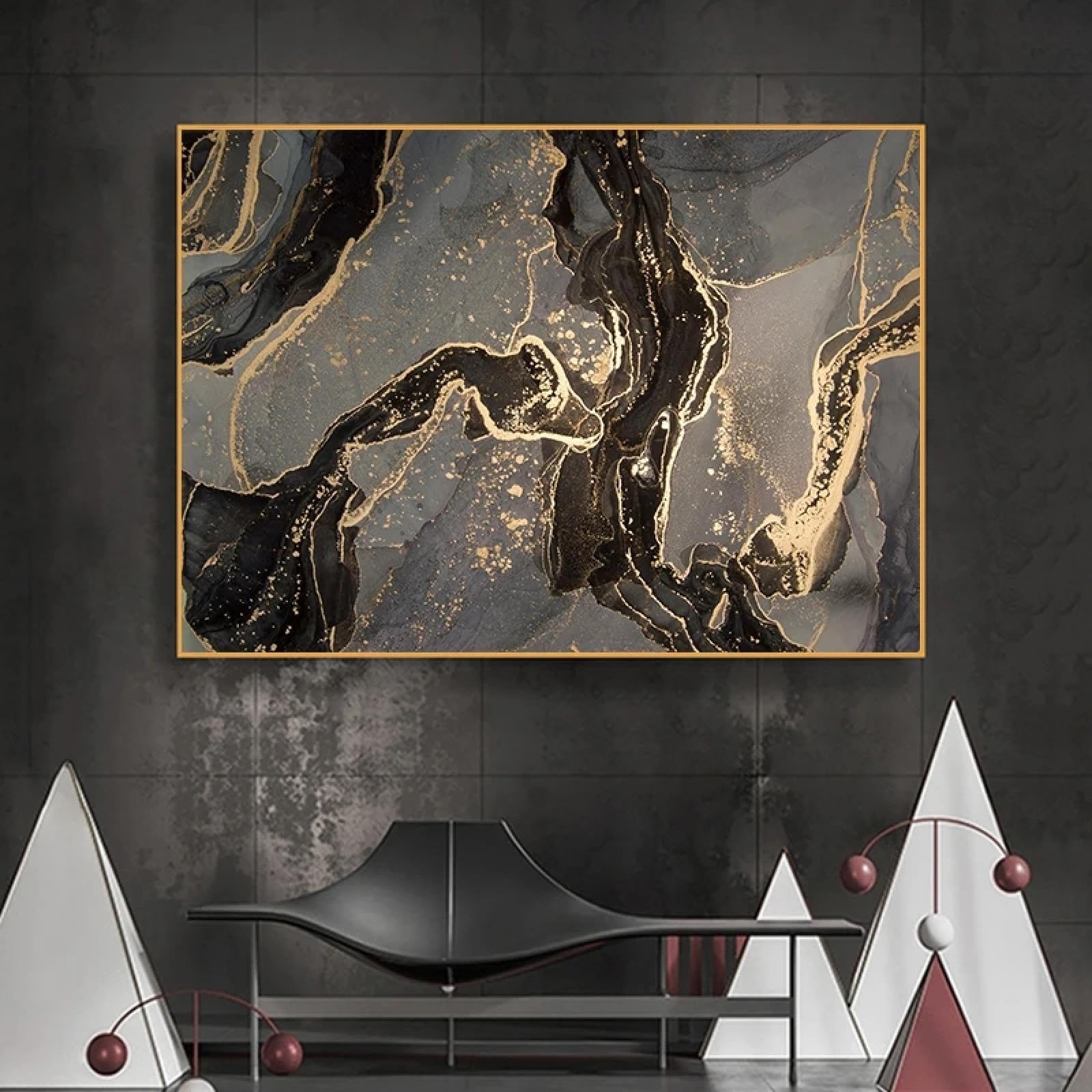 KQZVCU Abstract Goud Beige Canvas Schilderij Wall Art Abstract voor