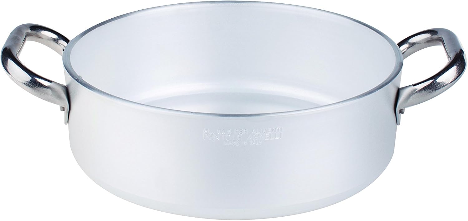Pentole Agnelli Aluminium Professional Radiant Cylindrical Casserole Pot with 2 Handles, Diameter 32 cm.