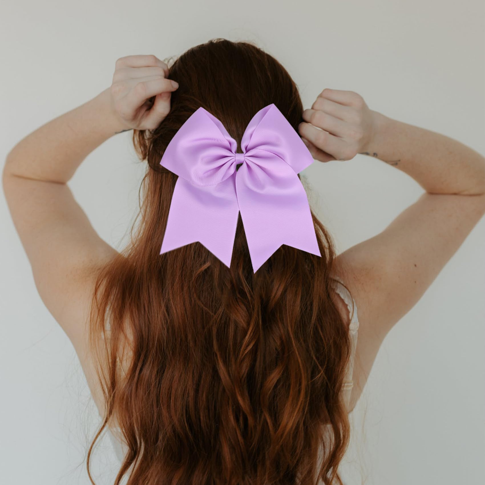 2 Pack Large Hair Bows for Women & Girls - 8 inch Purple Hair Ribbon Bow Clips - Image 3