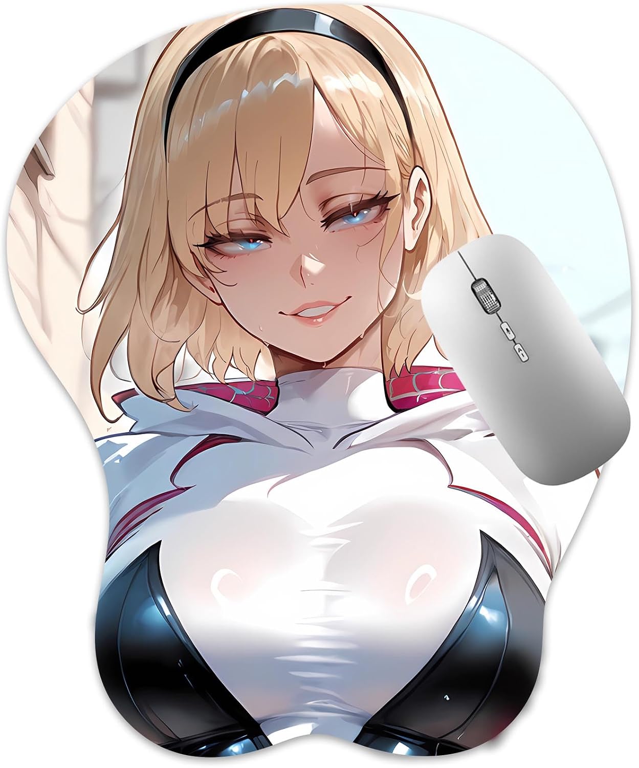 3D Mouse Pad, Oppai Mousepad with Soft Gel Wrist Rest Anime Manga Gaming Boob pad Anti-Slip Mouse Mat, Gwe