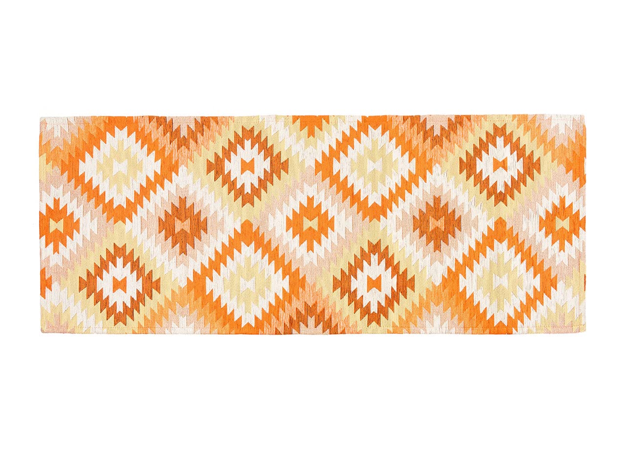 BIANCHERIAWEB Suardi - Lot de 2 tapis d'ameublement antidérapant pour chambre salon, motif abstrait, géométrique, 65 x 110, orange