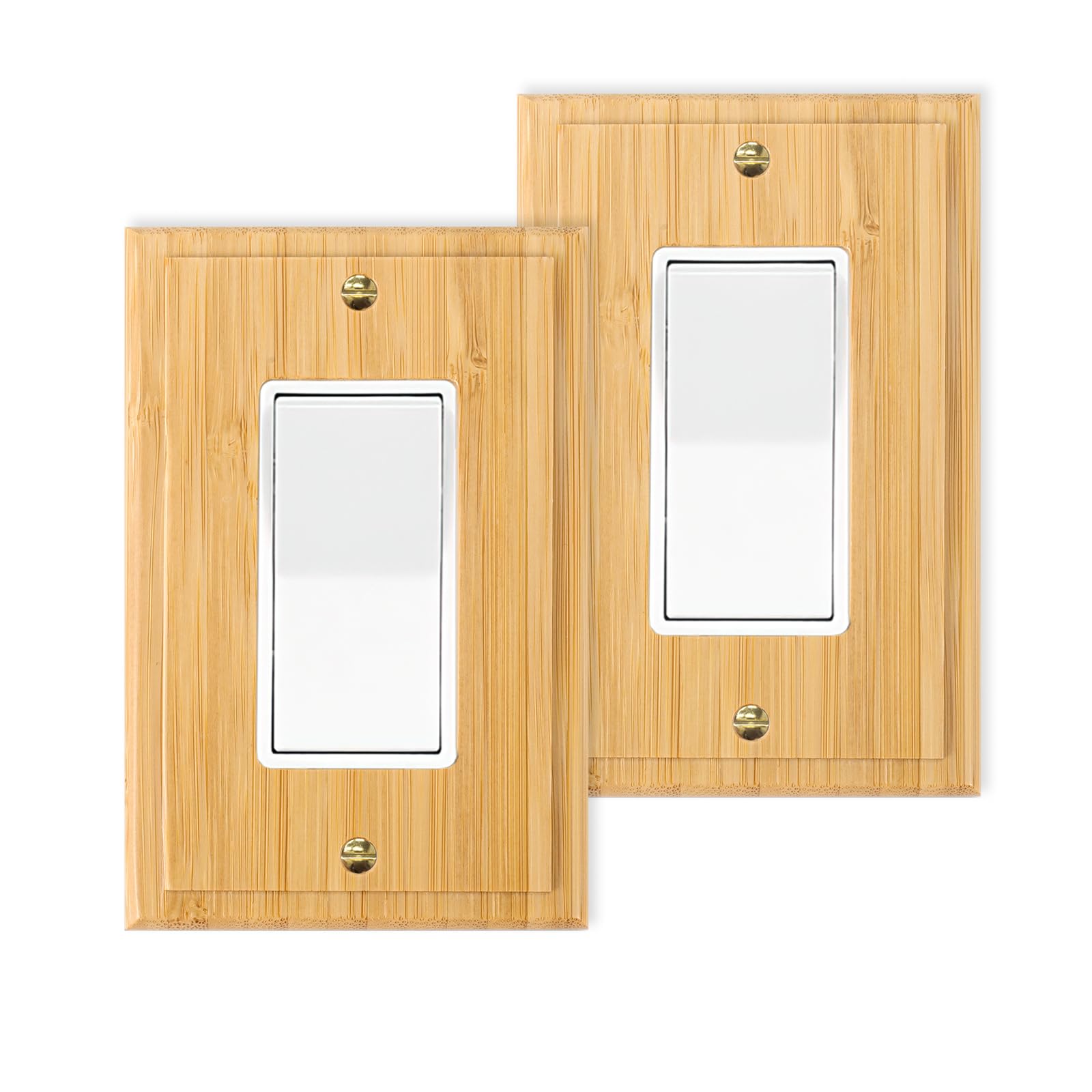 Photo 1 of 2PC Solid Wood Outlet Covers Light Switch Plate 4.8" X 3.14" Bamboo Switch Plates And Outlet Covers Light Switch Cover Quality Raw Wooden Wall Plate Decorative Single Rocker