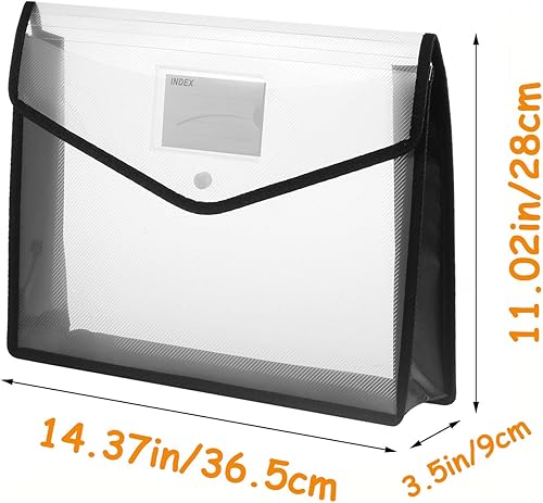 Miniatura 2 de Abgream Paquete de 7 carpetas de archivos, sobres de polietileno expandibles B4, carpeta de documentos de plástico, cierre de botón, bolsa de