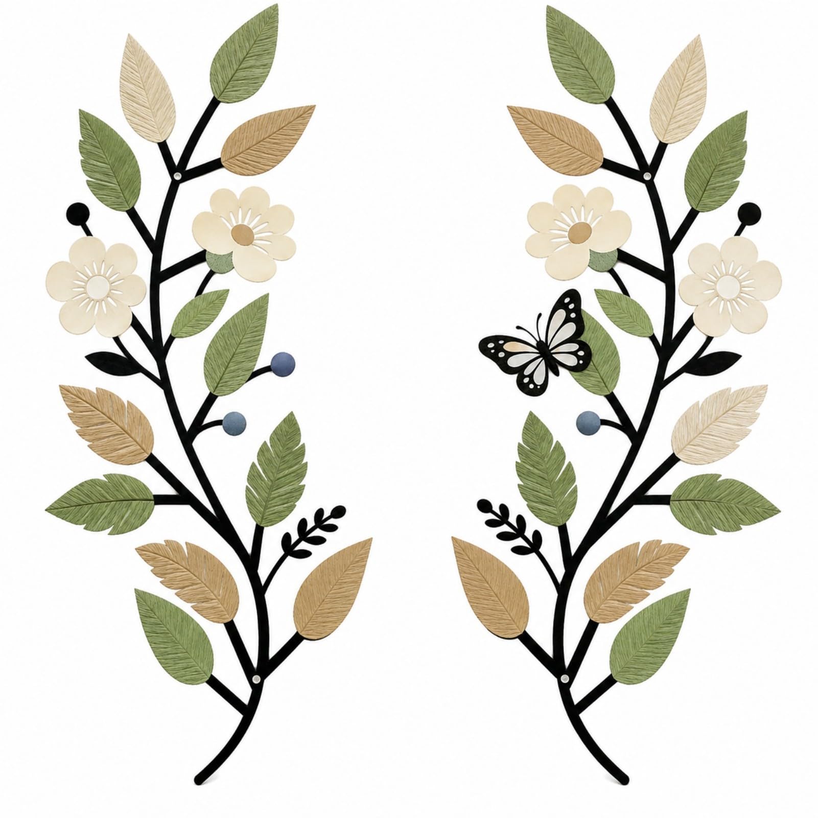 BGJJGT Metal Wall Decor 2 Pcs Botanical Wall Art for Hallway Living Room
