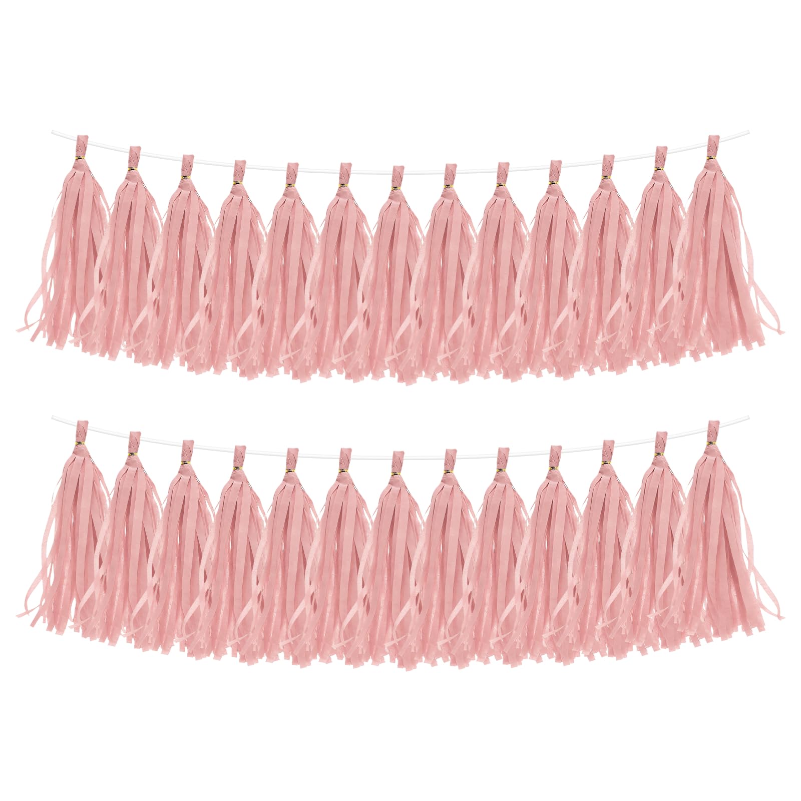 sourcing map 30Pcs Paper Tassels Garland, Tassel Garland Banner with Rope and Tie Wire for Party Decorations Wedding Decorations Football Party Engagement Decor DIY, Soft Pink