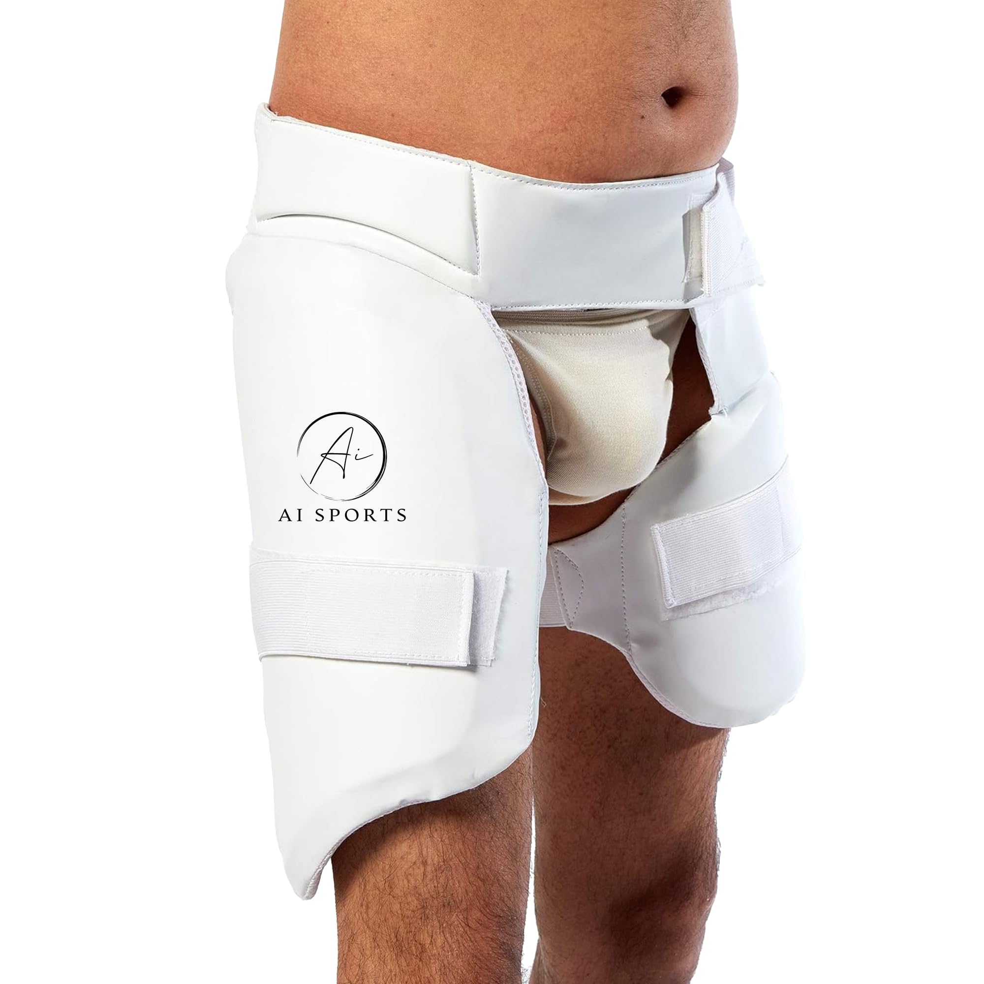 AI SPORTS Cricket Thigh Guard Set – Dual Hip & Thigh Protection Pads for Batting – Lightweight Shock-Absorbing Leg Guard with Adjustable Fit (Men's)