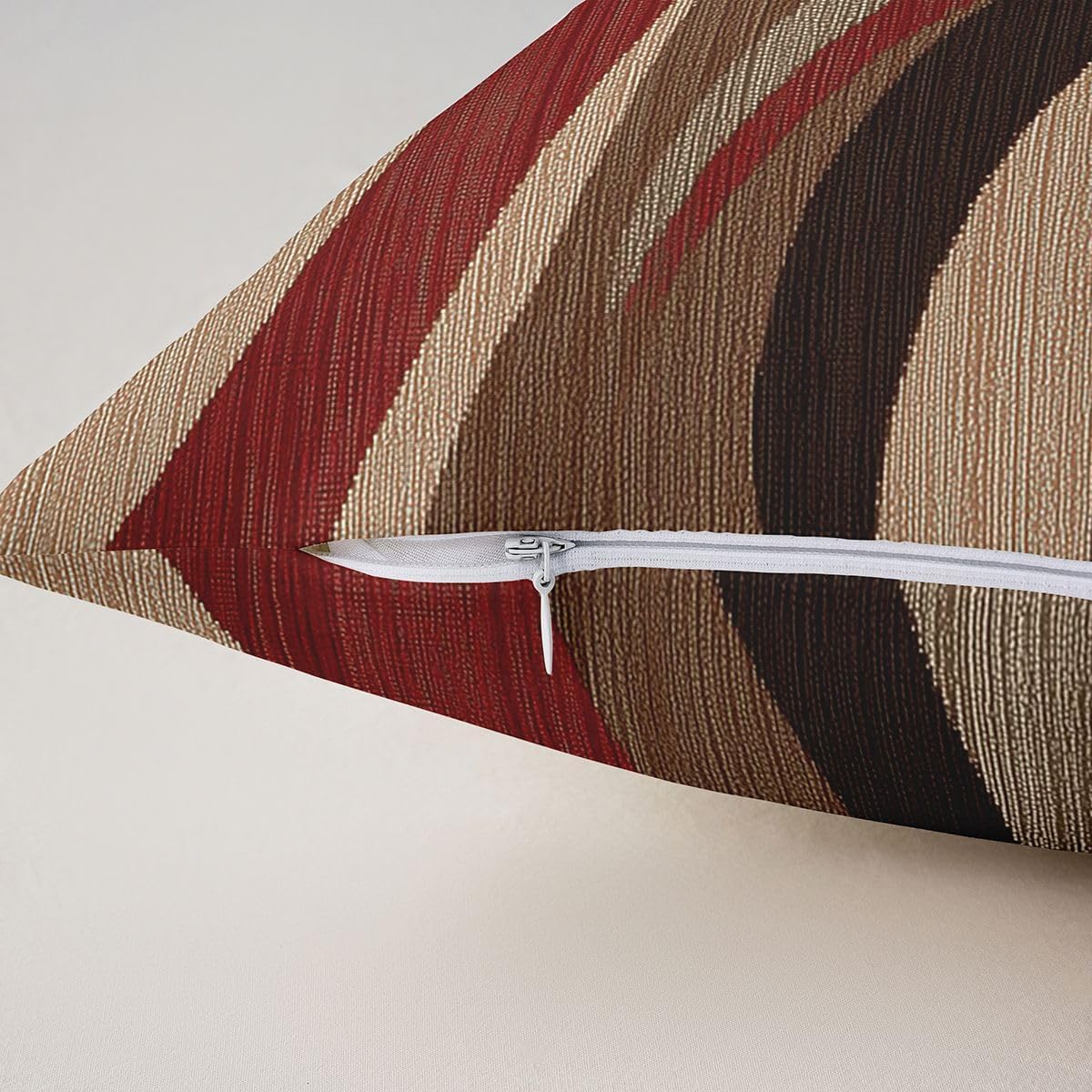 Feelyou Burgundy Red Brown Stripe Line Reversible Throw Pillow Covers 22 x 22-Inch Kids Geometric Pillow Covers Home Decor for Boys Teens Geometric Square Cushion Covers Set of 2 Abstract