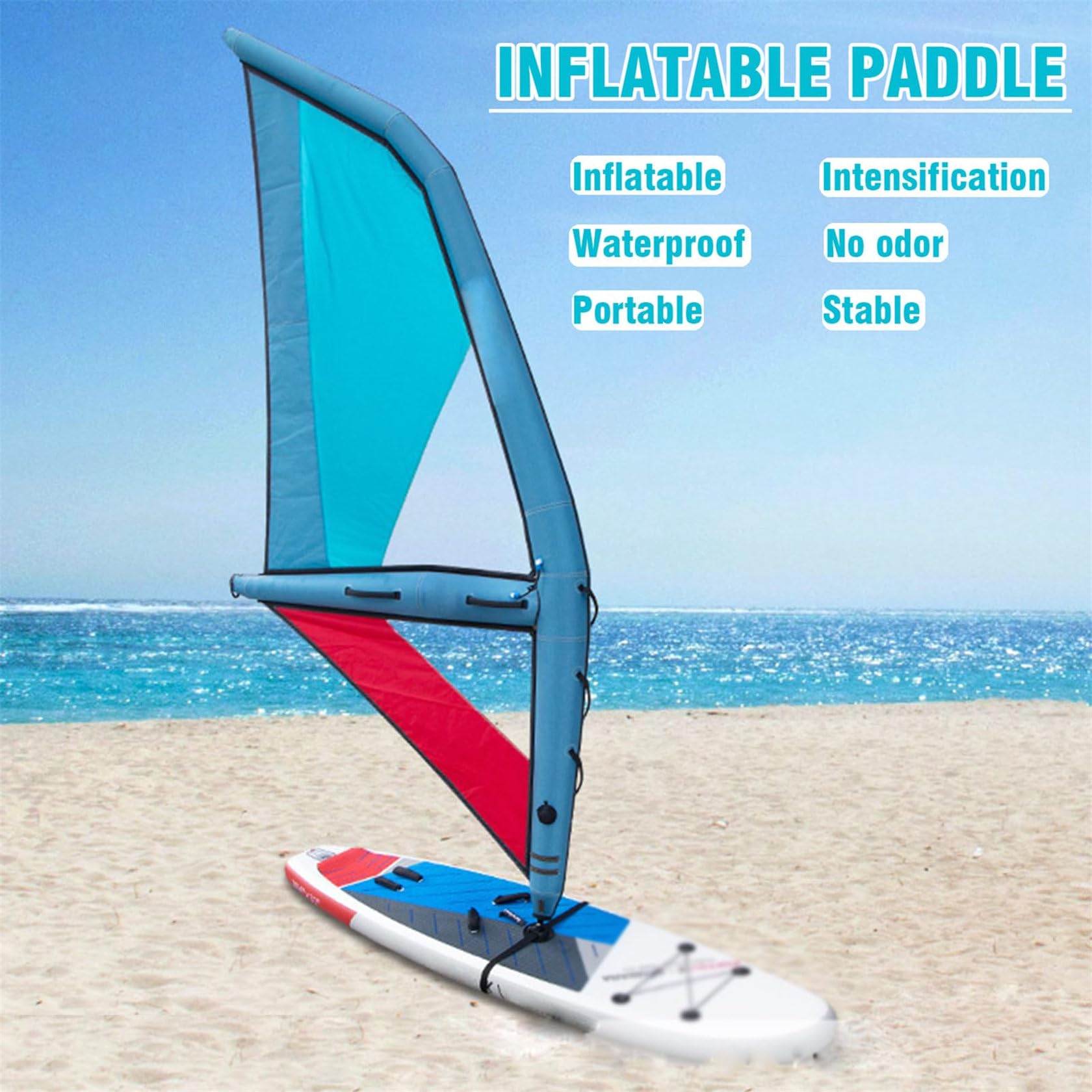 Tabla de hidrofoil inflable, tabla de windsurf, tabla de remo de pie, tela de buey y PVC, área de vela de 4.2㎡, con visión clara para deportes acuáticos, kayak, vela, marino, fácil instalación y