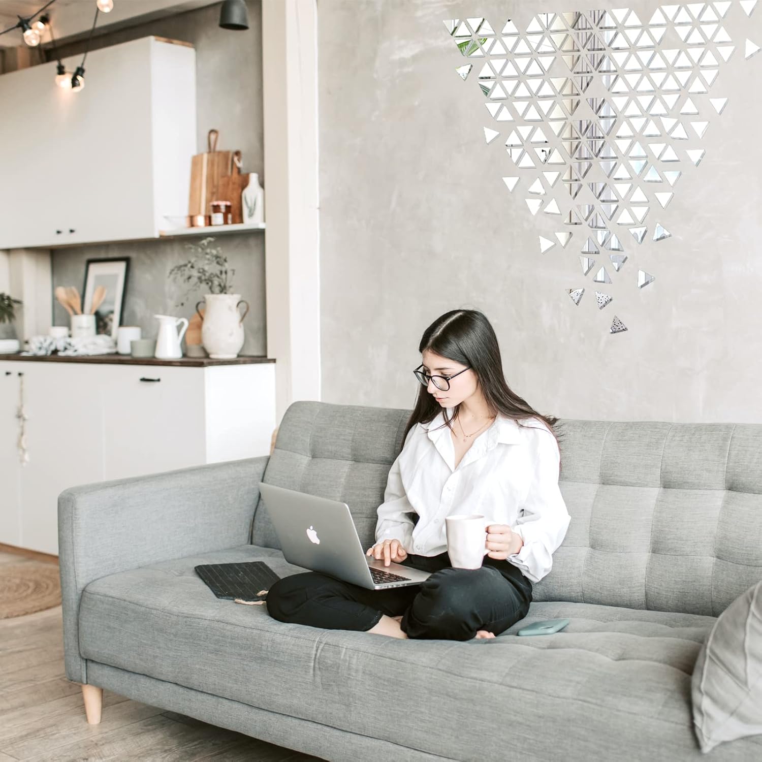 100pcs Self-Adhesive Mirrors Mosaic Tiles, Silver Bulk Triangle Mirrors Mosaic Tiles Small Mirrors Stickers for DIY Crafts Home Decorations,20 X 20mm - Image 5