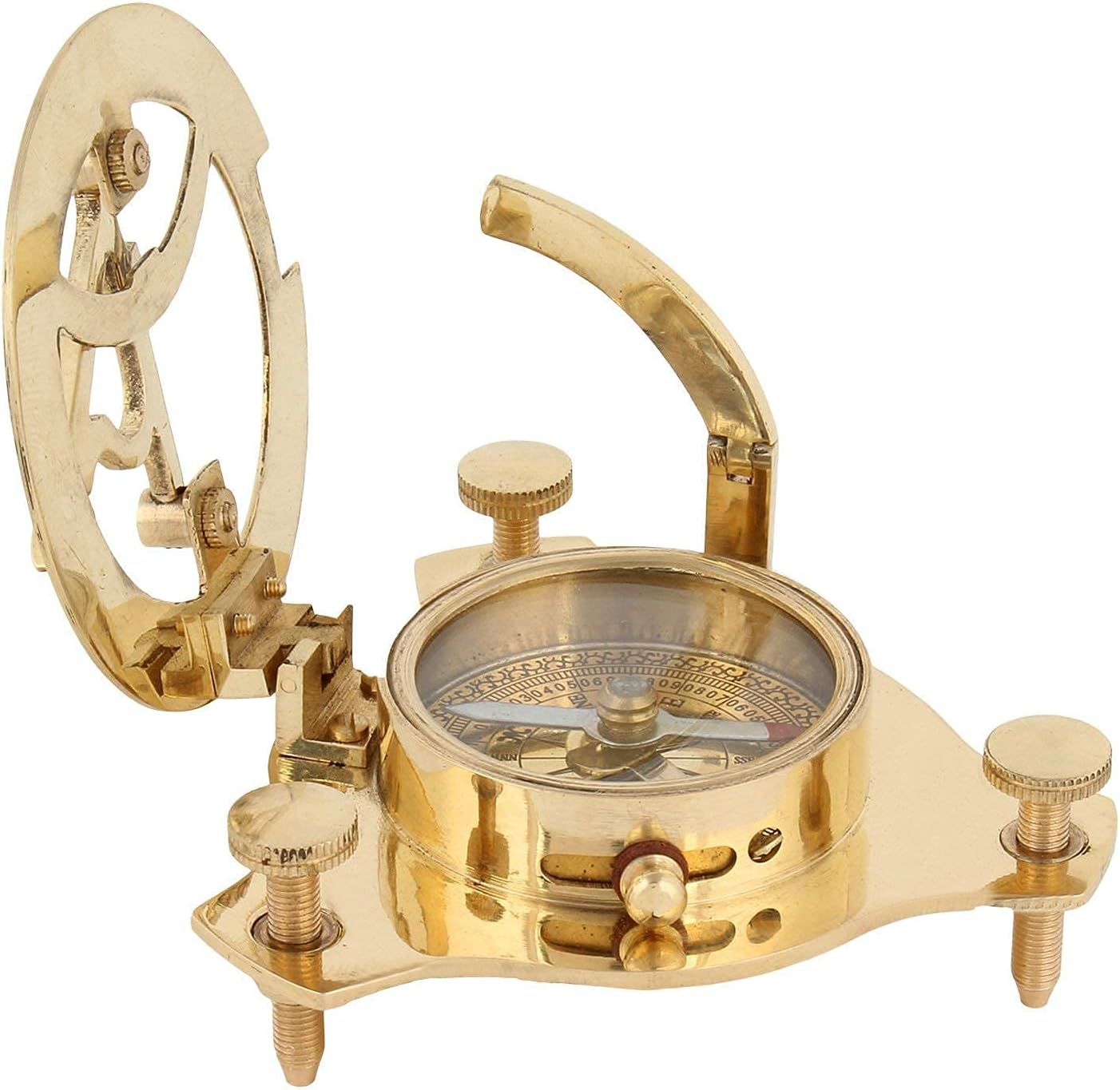 3 Inch Brass Golden Sundial Compass. Sun Clock Desk Table Decorative Sundial Compass Vintage Antique Nautical Tool