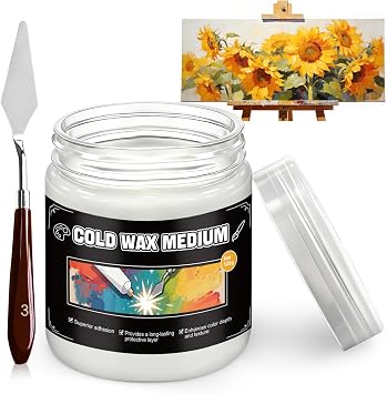 Cold Wax Medium, Watercolor Wax Sealer for Sealing, Protection, Brightening for Watercolor, Colored Pencils, Sketching, Pastels, Charcoal, Long-Lasting, No Fading, with Palette Knife, 100 ml