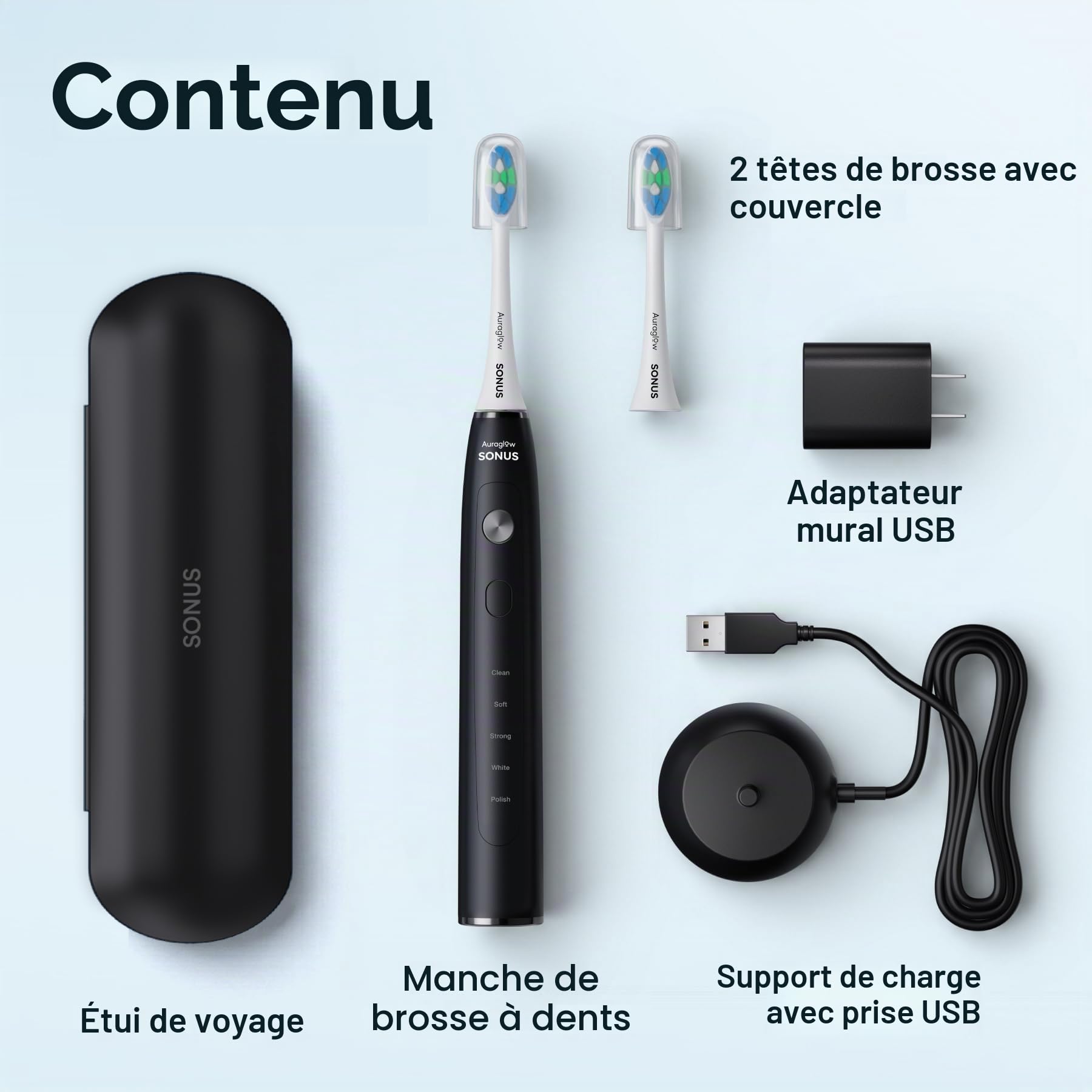 AURAGLOW Brosse à dents électrique