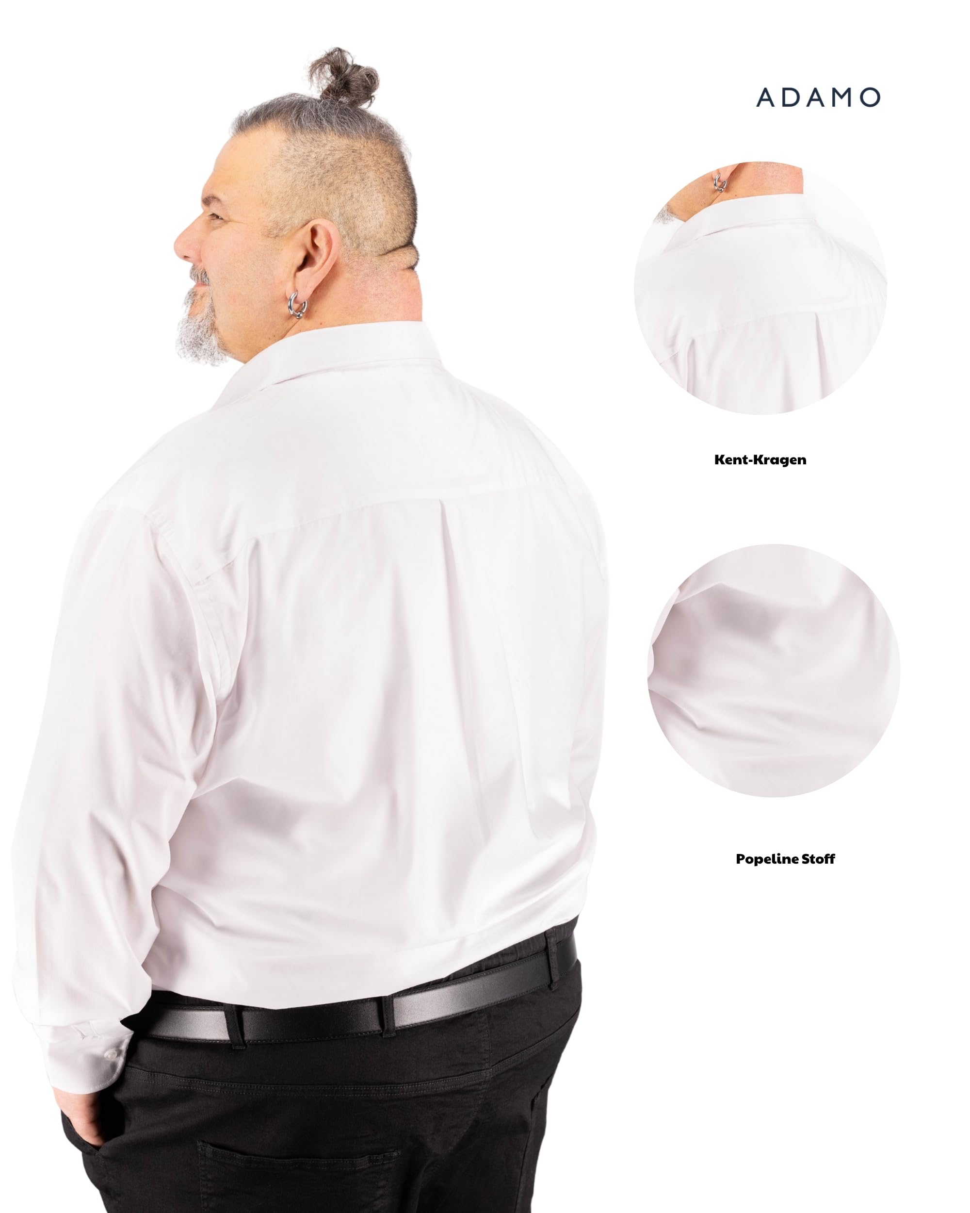 ADAMO Camisa de manga larga Comfort Fit para hombre, serie 'John' en tallas grandes de 2XL a 10XL