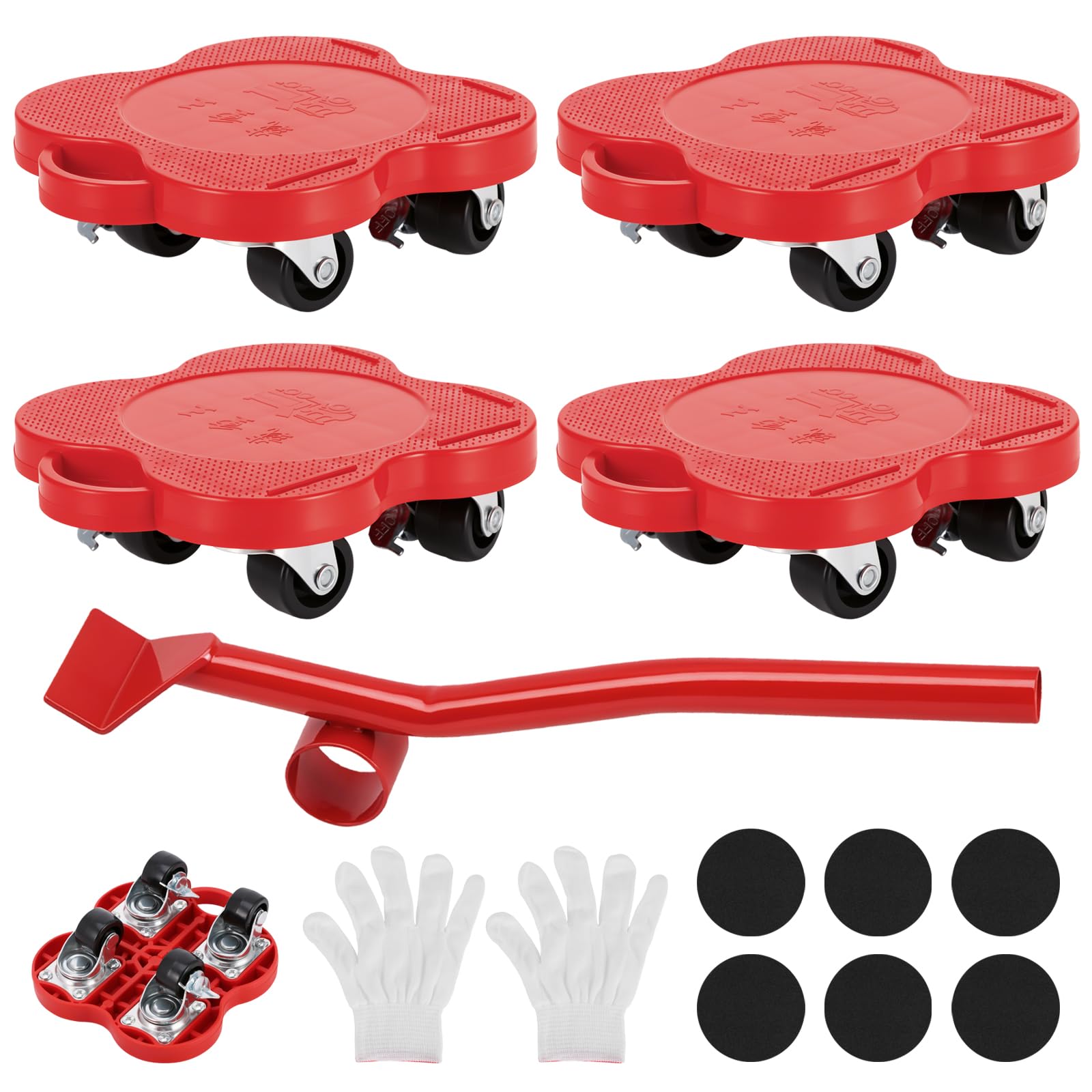 Furniture Moving Wheels with Furniture Lifter Set Weight Up to 500KG