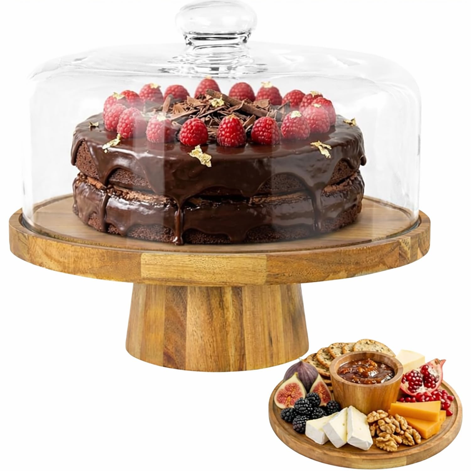 Bandeja para tartas con tapa,placa para tartas con pie,plato para tartas,soporte para tartas,juego de presentación de postre dos en uno,adecuado para cocina,familia,panaderías,fiestas