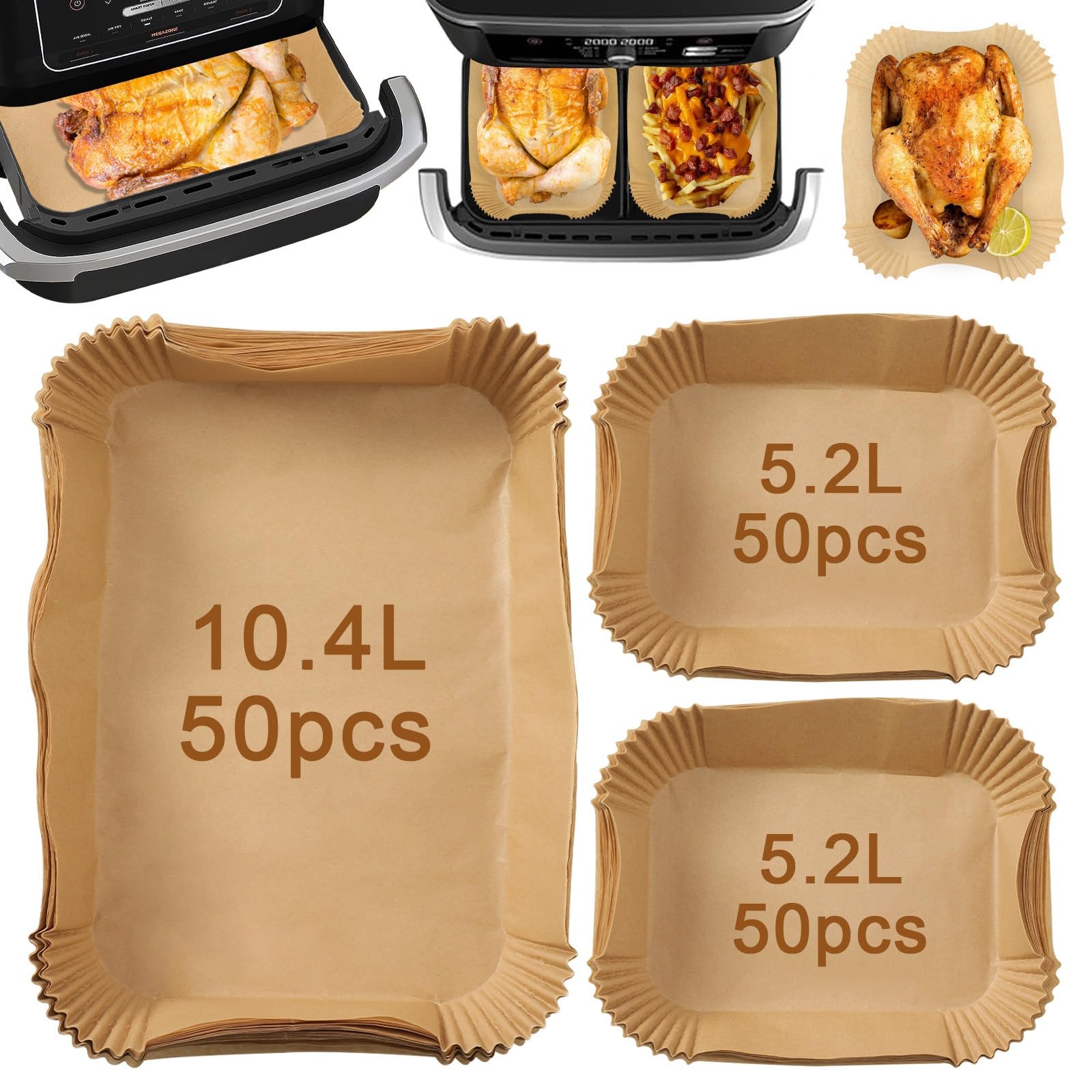 Papier Cuisson Pour Friteuse à Air - 150 Feuilles Antiadhésives Compatibles Ninja Et Autres Marques