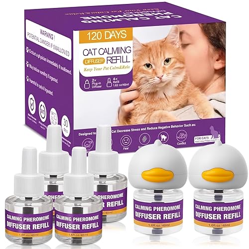 Cat Calming Pheromone Diffuser Kit, 2 Plug-Ins + 4 Refills
