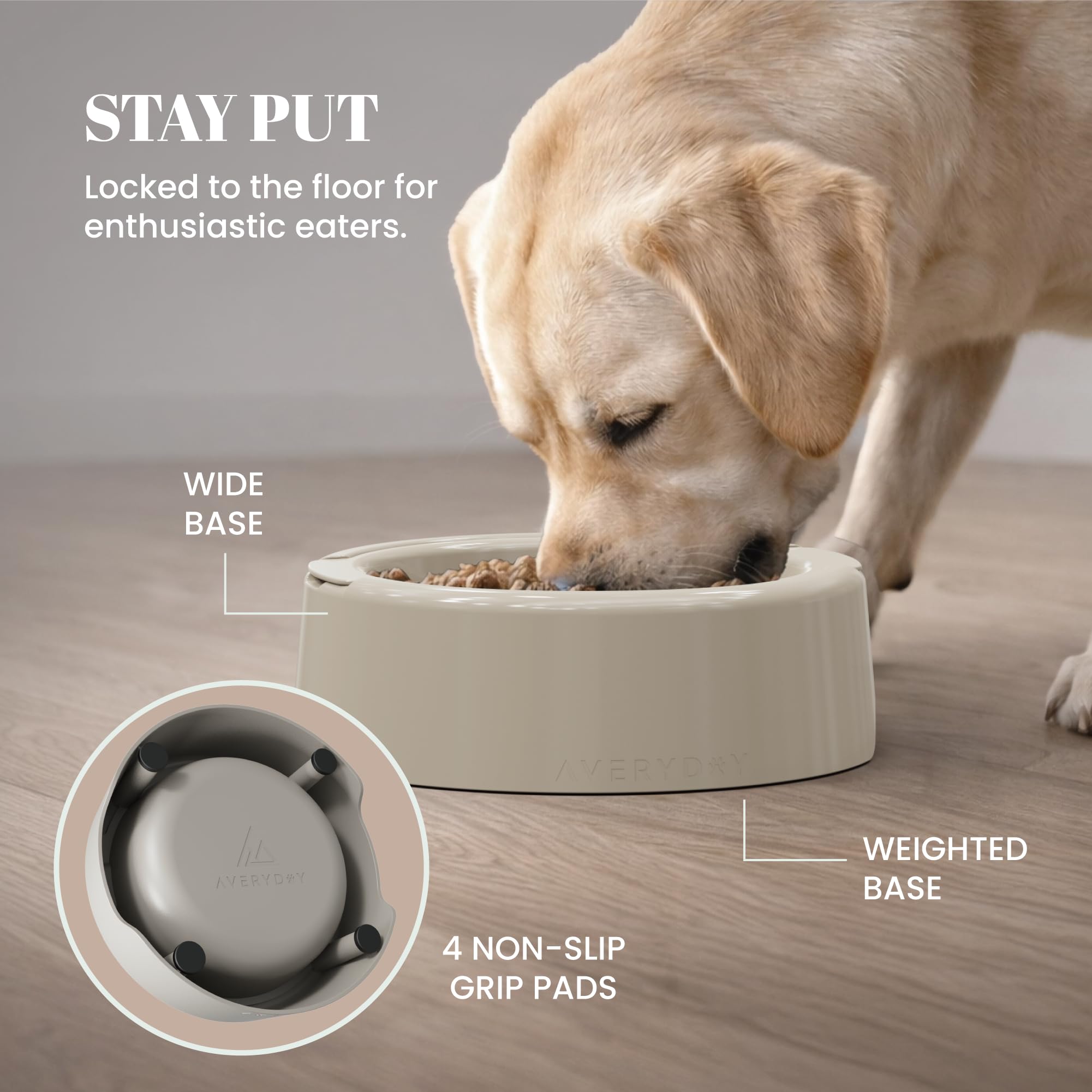 AVERYDAY Juego de 3 cuencos de alimentación lenta para perros, cuencos intercambiables con peso, cuenco de alimentación antideslizante para comida húmeda, seca y cruda para perros, plato profundo de