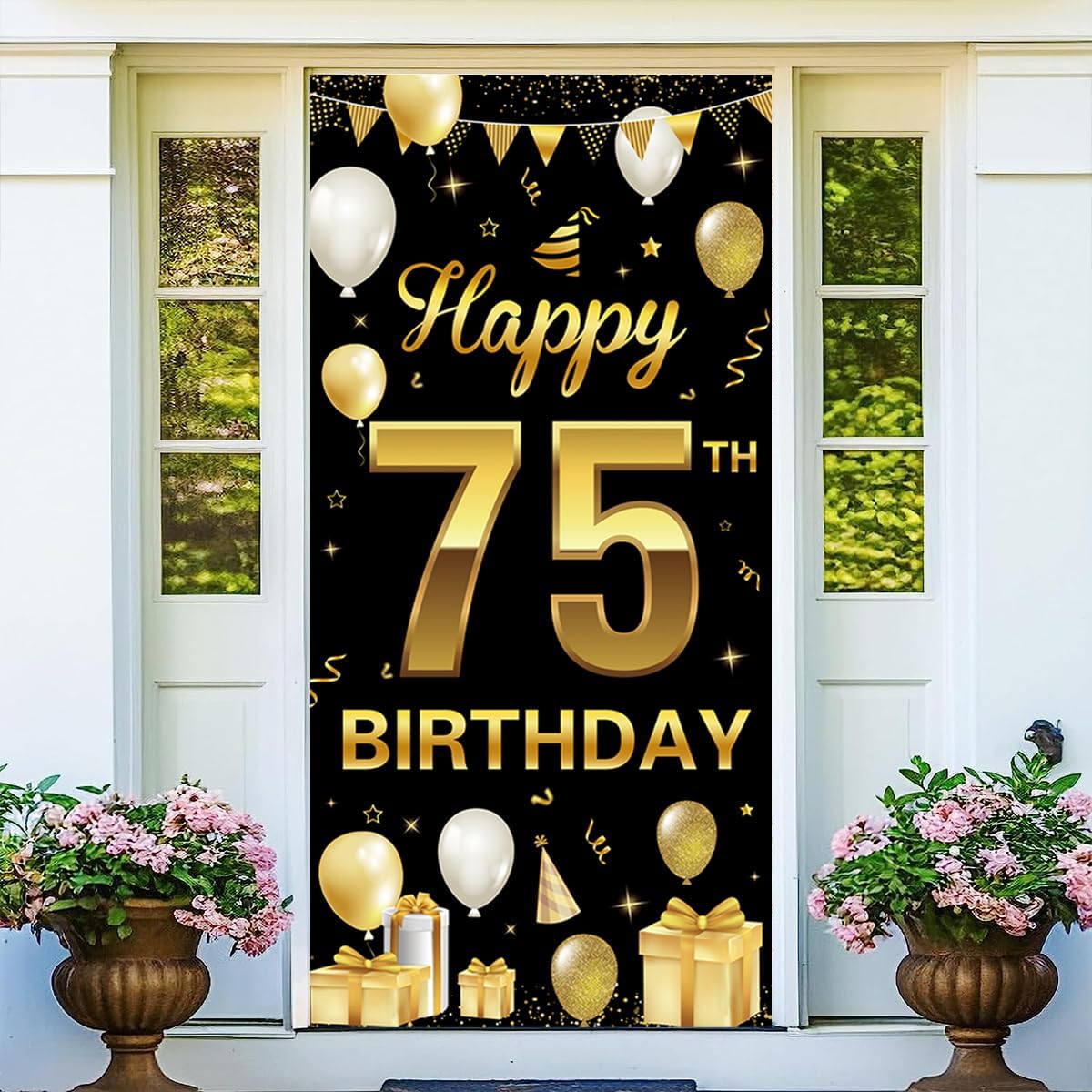 Amazon.com: Wiipenex Happy 75th Birthday Door Banner Decorations for ...