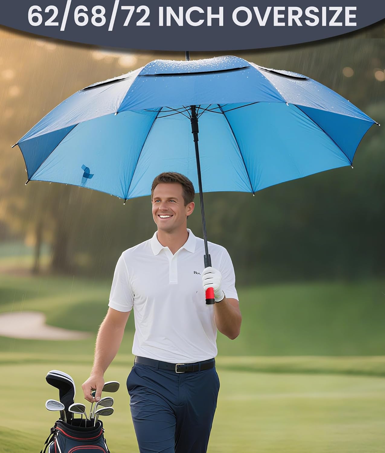 SIEPASA Golf Umbrella Large 62/68/72 Inch Automatic Open Golf Umbrella Extra Large Oversize Double Canopy Vented Umbrella Windproof Waterproof for Men and Women. - Image 2