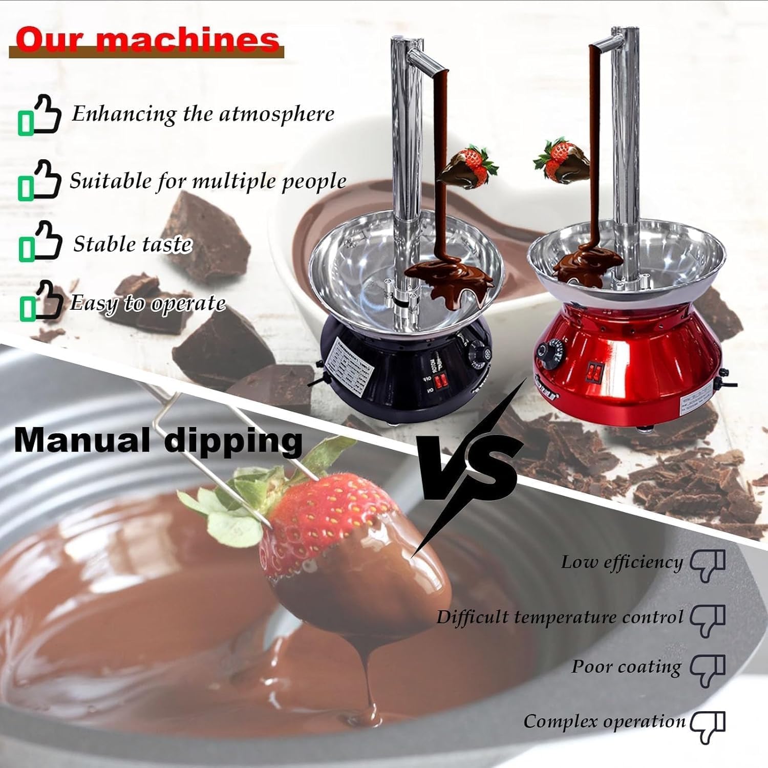Fontaine à chocolat commerciale avec contrôle de la température réglable pour événements, fêtes et restauration – Parfait pour les mariages et les buffets