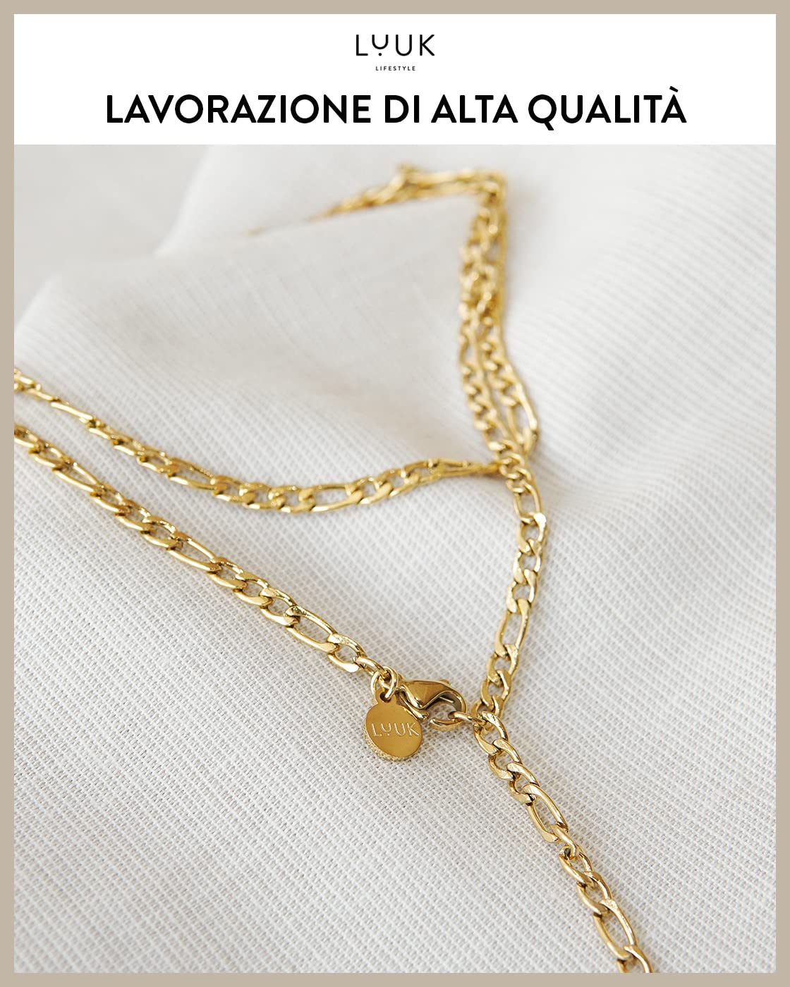 LUUK LIFESTYLE Collane, bracciali e set di gioielli in acciaio inossidabile, design moderno, gioielli per lei, accessori moda per donna e ragazza, stile chic ed elegante, colori oro, argento e rosa