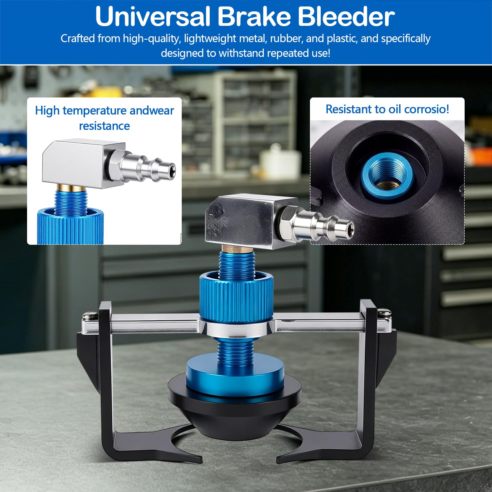 Universeller Bremsentlüftungsadapter 22–58 mm, mit 4 Schnellkupplungen (EU US Metrisch Japanisch), hitzebeständig, verschleißfest, ölbeständig, kompatibel mit Cadillac Mazda Honda Toyota etc