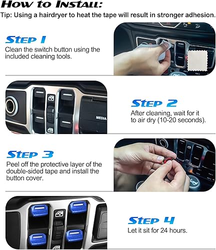 Miniatura 7 de 4 fundas de botón para interruptor de ventana mejoradas compatibles con Jeep Wrangler JL JLU 2018-2024 y Gladiator JT 2020 2021 2022 2023 2024