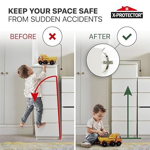 Miniatura 2 de X-Protector Anclajes para muebles a prueba de bebés  Paquete de 10 piezas  Anclaje de pared de metal para muebles  Anclajes de pared a prueba de