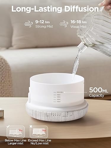 Miniatura 3 de InnoGear Difusor de aromaterapia y 10 aceites esenciales, difusor de aceite esencial de 16.9 fl oz con control remoto ultrasónico de niebla fría,