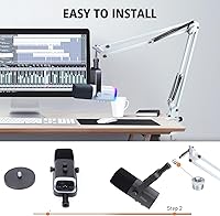 Vista 2 de SUNMON Brazo de Boom Blanco para Fifine AM8 - Brazo de Micrófono Compatible con Micrófono Fifine, Clip Adaptador de Tornillo de 3/8" a 5/8", Fifine