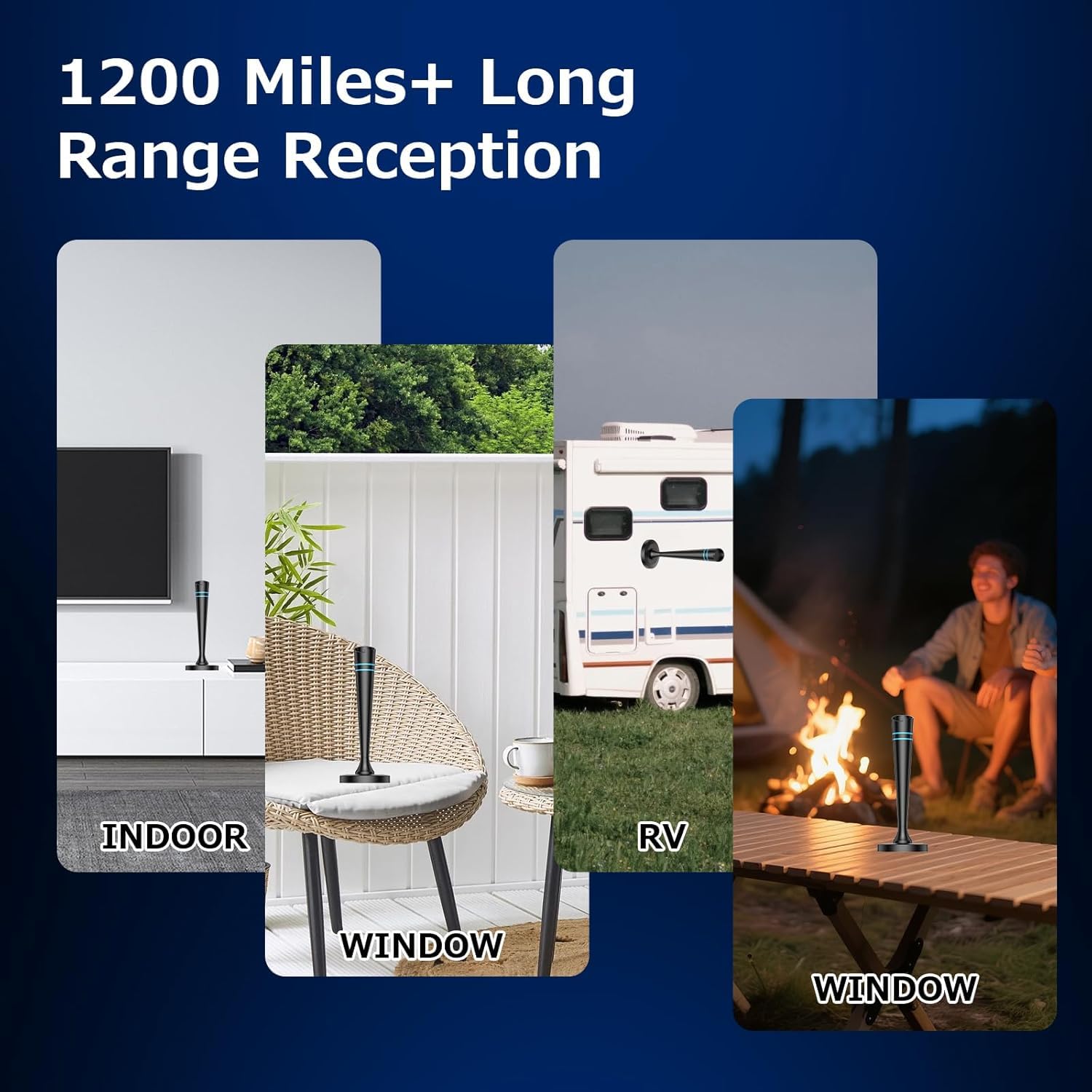 Antenna TV da interni per Smart TV, antenna digitale per Smart TV con canali locali, antenna TV a lungo raggio ricezione con amplificatore di segnale, ricezione forte a 360°, supporta 4K 1080p HD