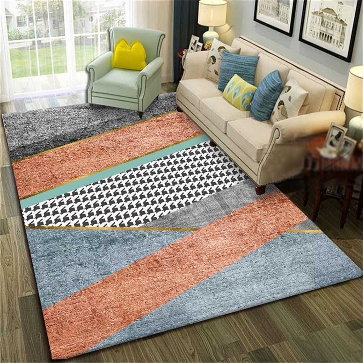 Tapis de salon géométrique couleur tapis graphique moderne personnalisable 200x300cm