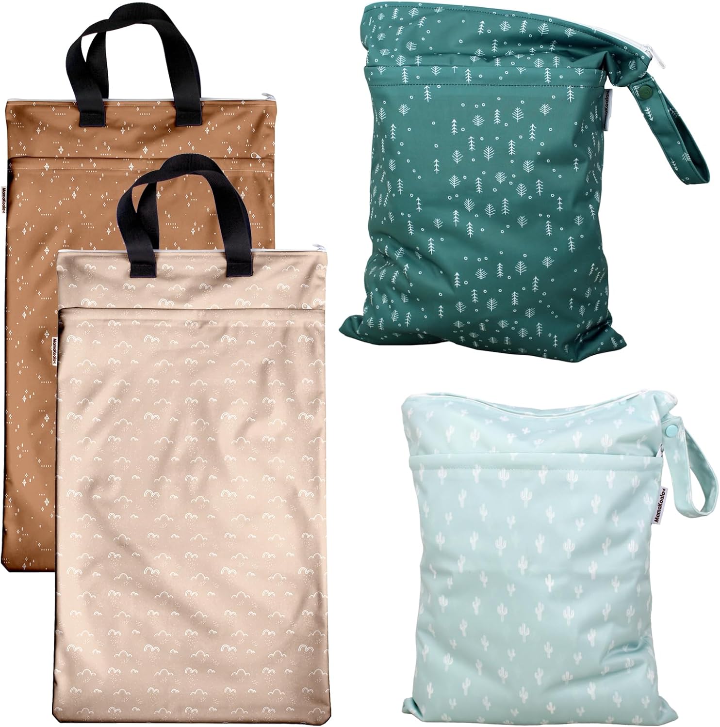 Mama Koala 2 Pack Waterproof Hanging Wet Bags,with 2 Pack Wet Dry Bags