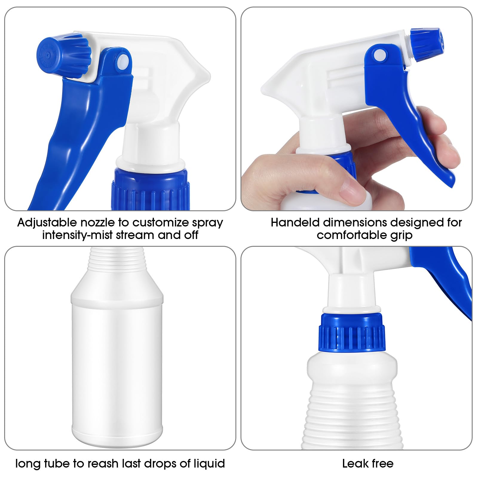 Yinder 18 flaconi spray in plastica vuoti ricaricabili da 473,6 ml, per soluzione detergente, spruzzatore d'acqua a prova di perdite, con ugello regolabile, modalità nebbia/flusso per piante, animali