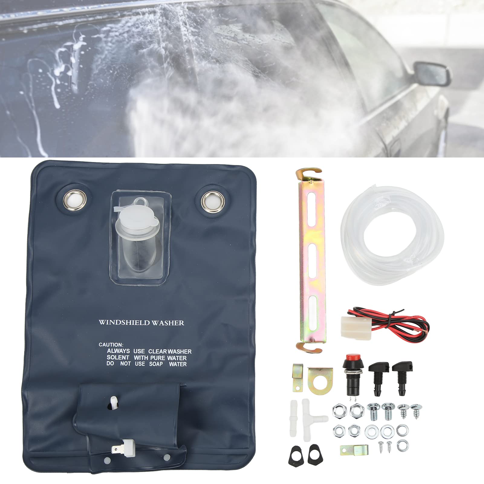 Qqmora Kit flacone Serbatoio Liquido lavavetri, Pratica Pratica Pompa lavavetri Parabrezza per Auto Stabile affidabile per Officina riparazioni per Garage per Auto 12V