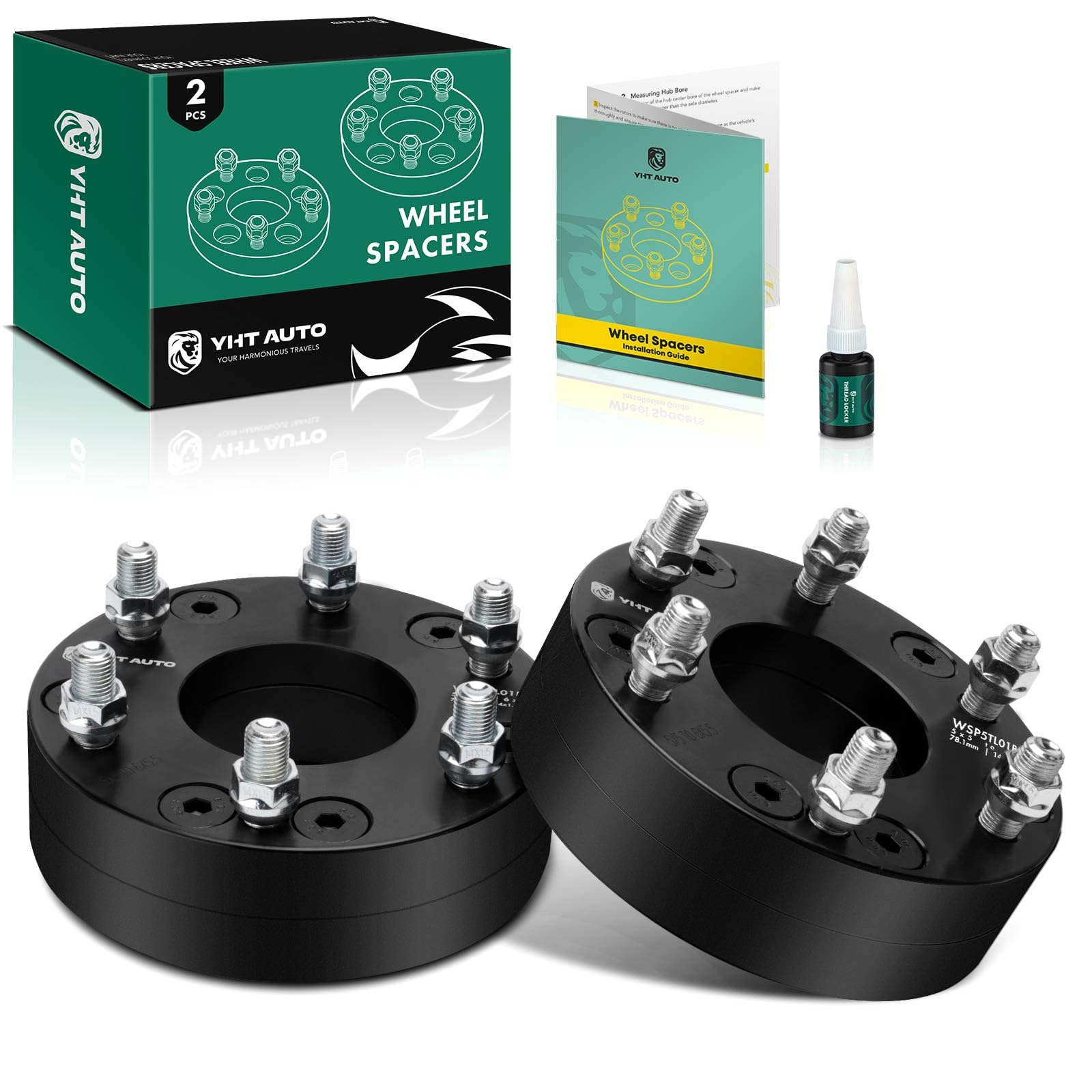 YHTAUTO 5x5 to 6x5.5 Wheel Adapters 2 inch Fits Jeep Grand Cherokee, Wrangler, Chevrolet Impala, Tahoe Models, Forged Wheel adapters & spacers 2 inch with M14x1.5 Studs 78.1mm Hub Bore 2Pcs, Black