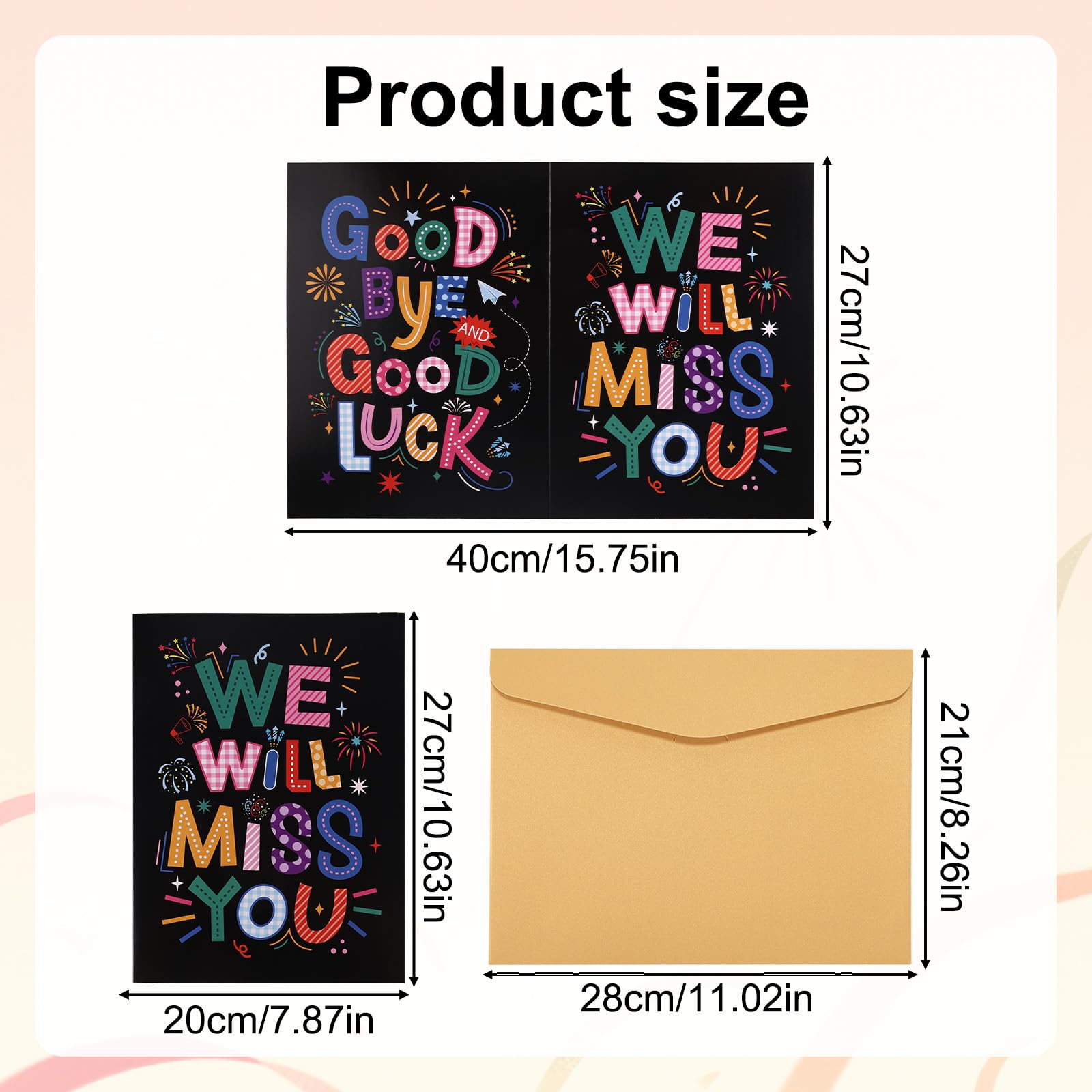 NQEUEPN Grande Carte De Voux D'Adieu, 44x28cm Carte De Départ