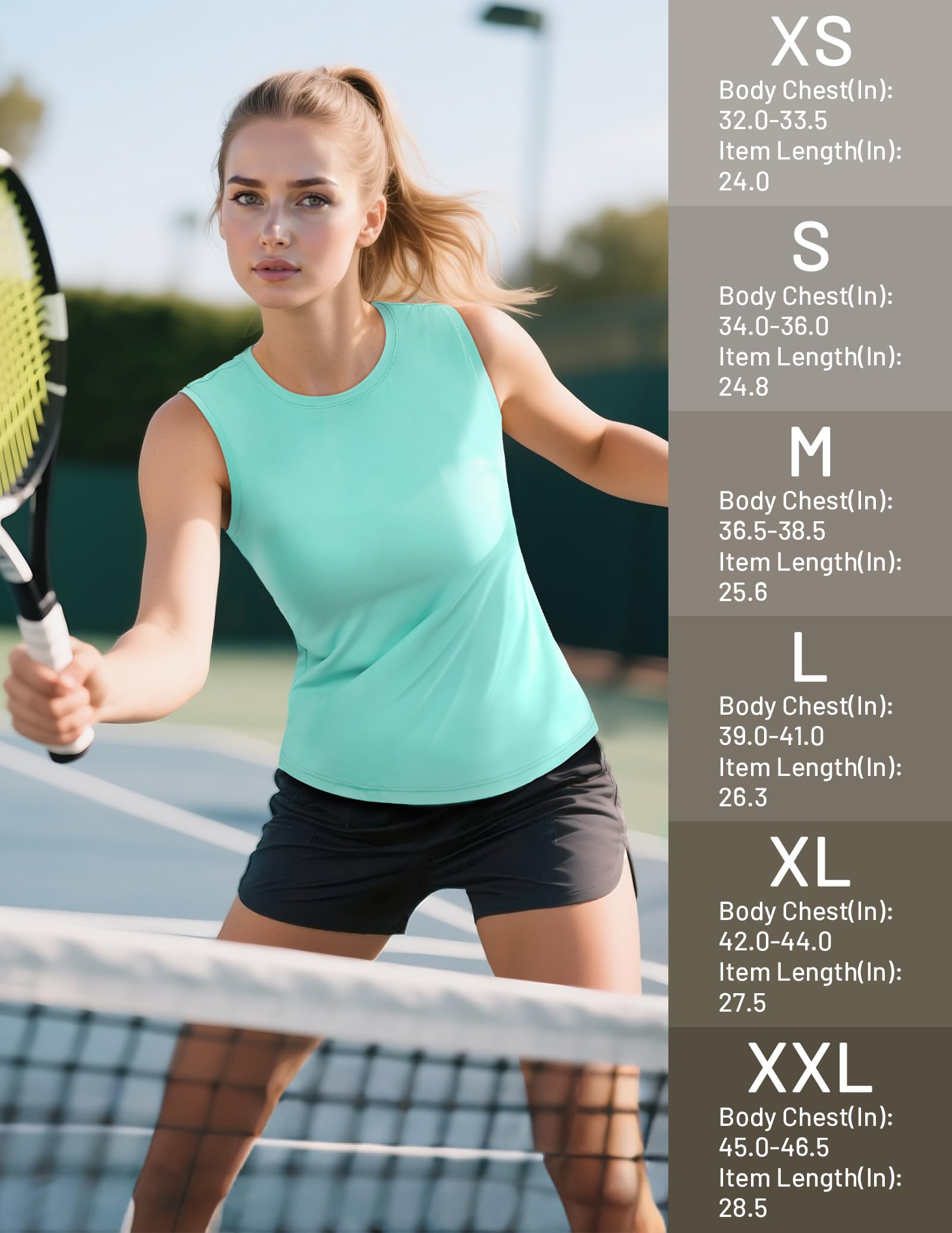 MIER Top sportivo senza maniche da donna Dry Fit Running Workout Tank Top girocollo UPF 50+ Active Tennis Palestra Yoga Tee Shirt