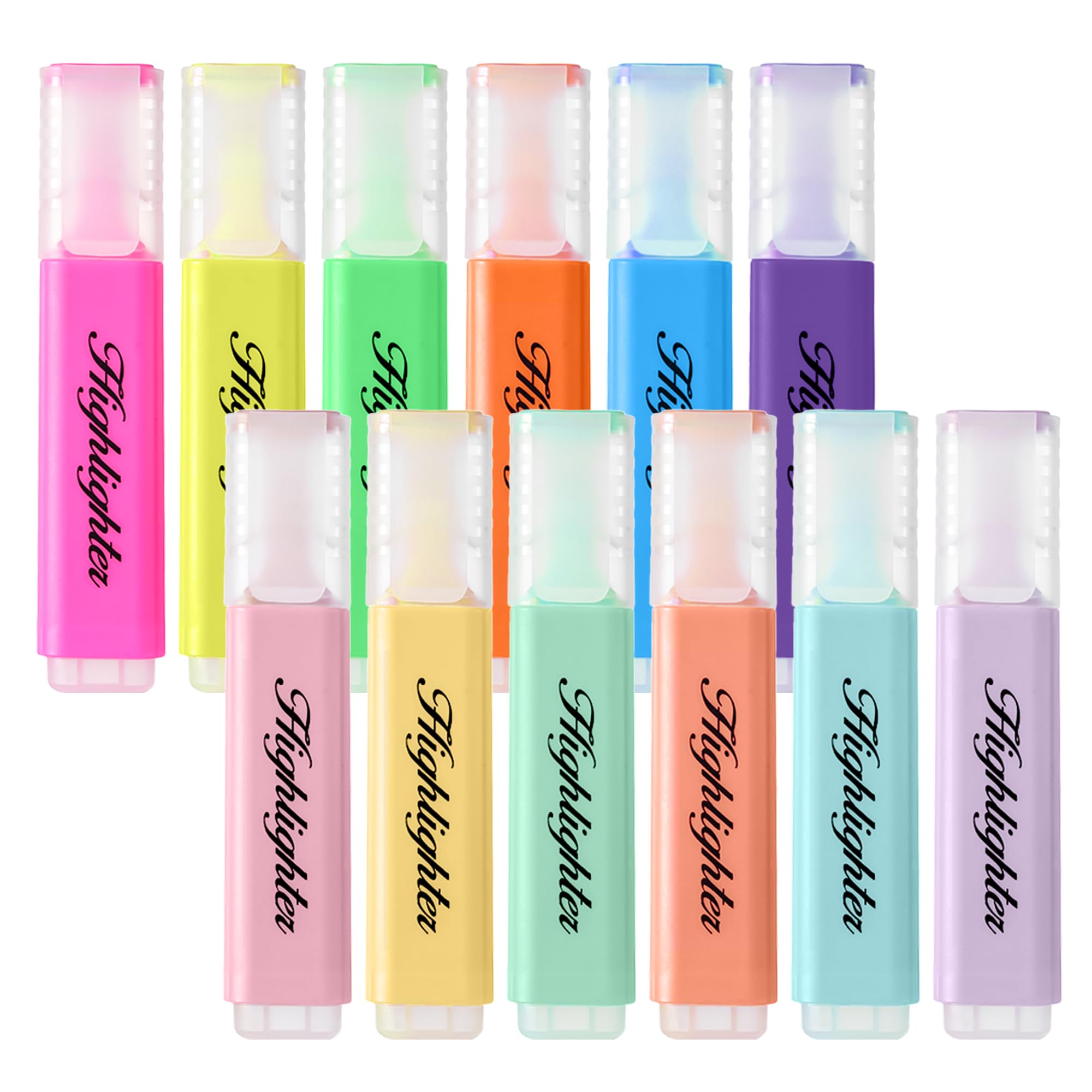 BONACE Pastel Highlighters,Chisel Tip Marker Pen,12 Assorted Macaron Colors Highlighter Pens, Mini Highlighters,Water Based, Quick Dry, Aesthetic Highlighter for Office And Journaling Supplies
